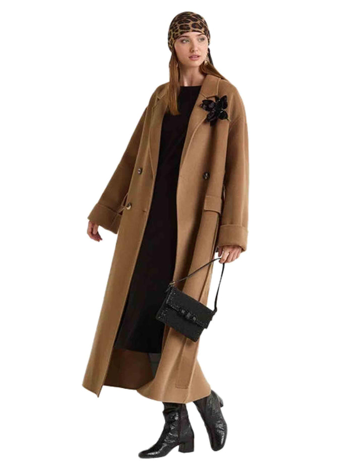 Cappotti lunghi donna doppiopetto Softpure Wool in lana marrone JB538320290 11019 Maliparmi 