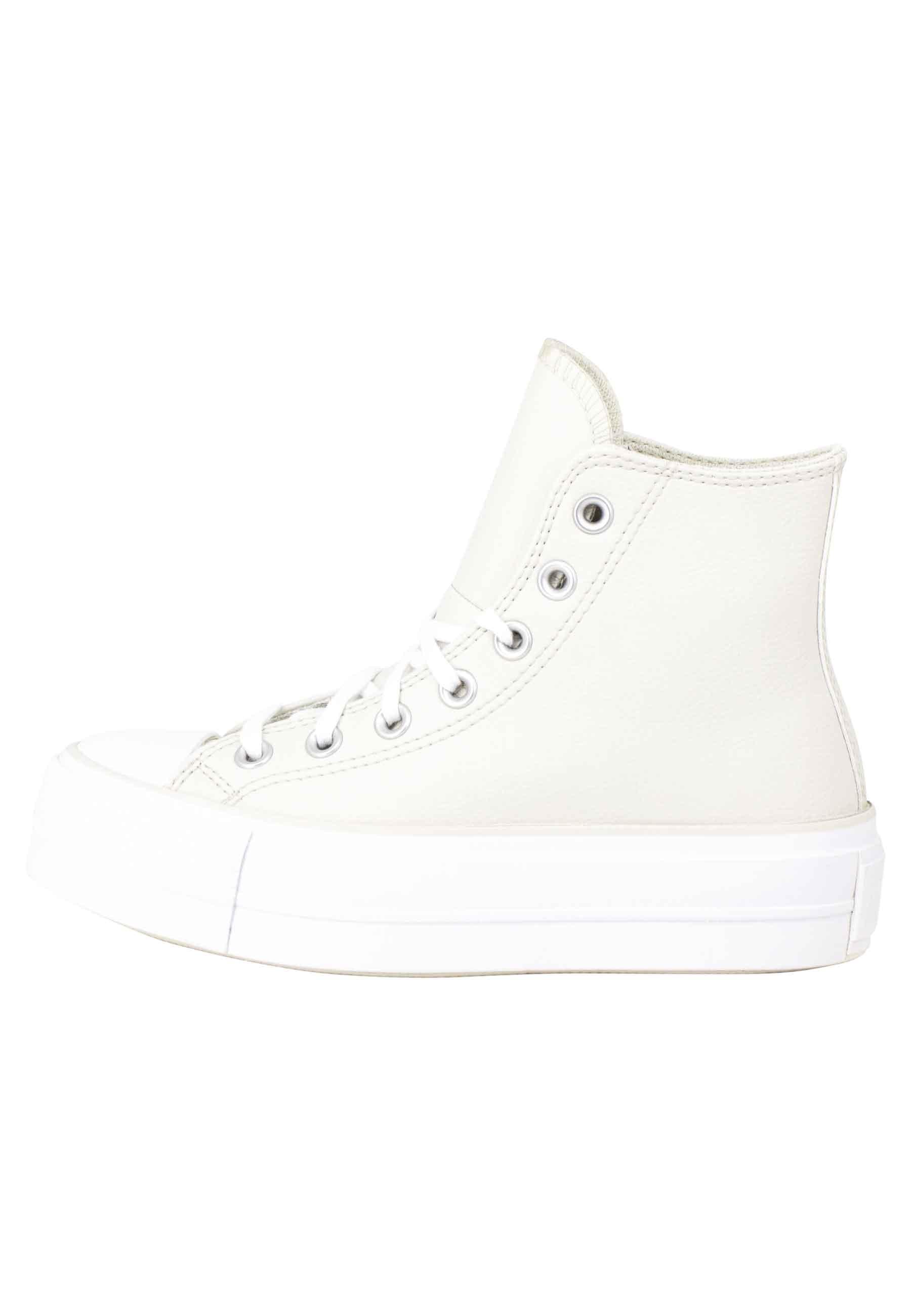 Sneakers donna Chuck Taylor Pearl Patchin pelle avorio fondo zeppa alto Chuck Taylor All Star Pearl Patch A00902C Converse 