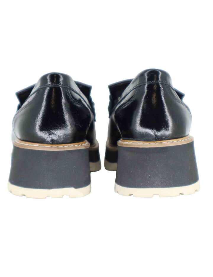 Mocassini donna in pelle nera con suola in gomma alta e punta tonda SP56888 001 Spatarella 