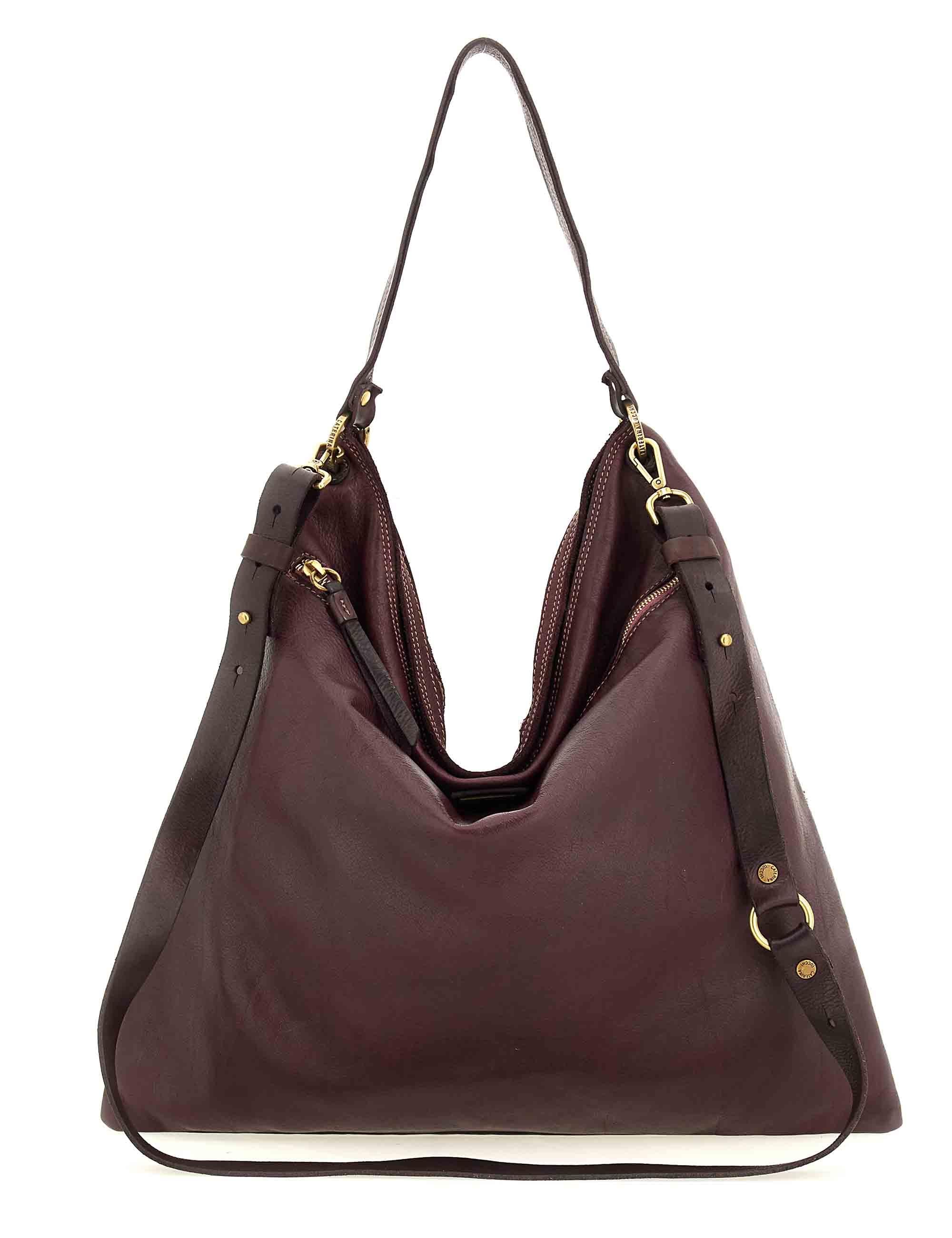 Borse a spalla maxi Ada in pelle e camoscio prugna Donna L012943ND X2917 C3507