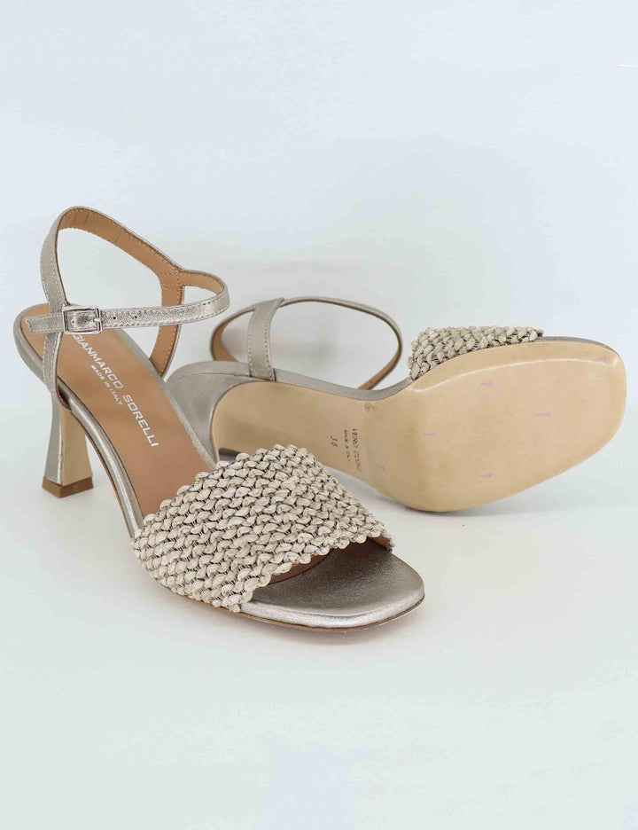Sandali donna in pelle argento con tacco alto 2233 5 Gianmarco Sorelli 
