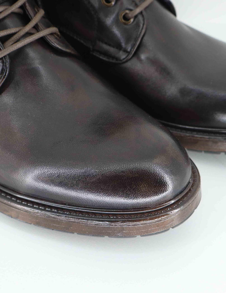 Stivaletti uomo in pelle marorne con zip interna e suola in gomma SPGB2050 014 Spatarella 