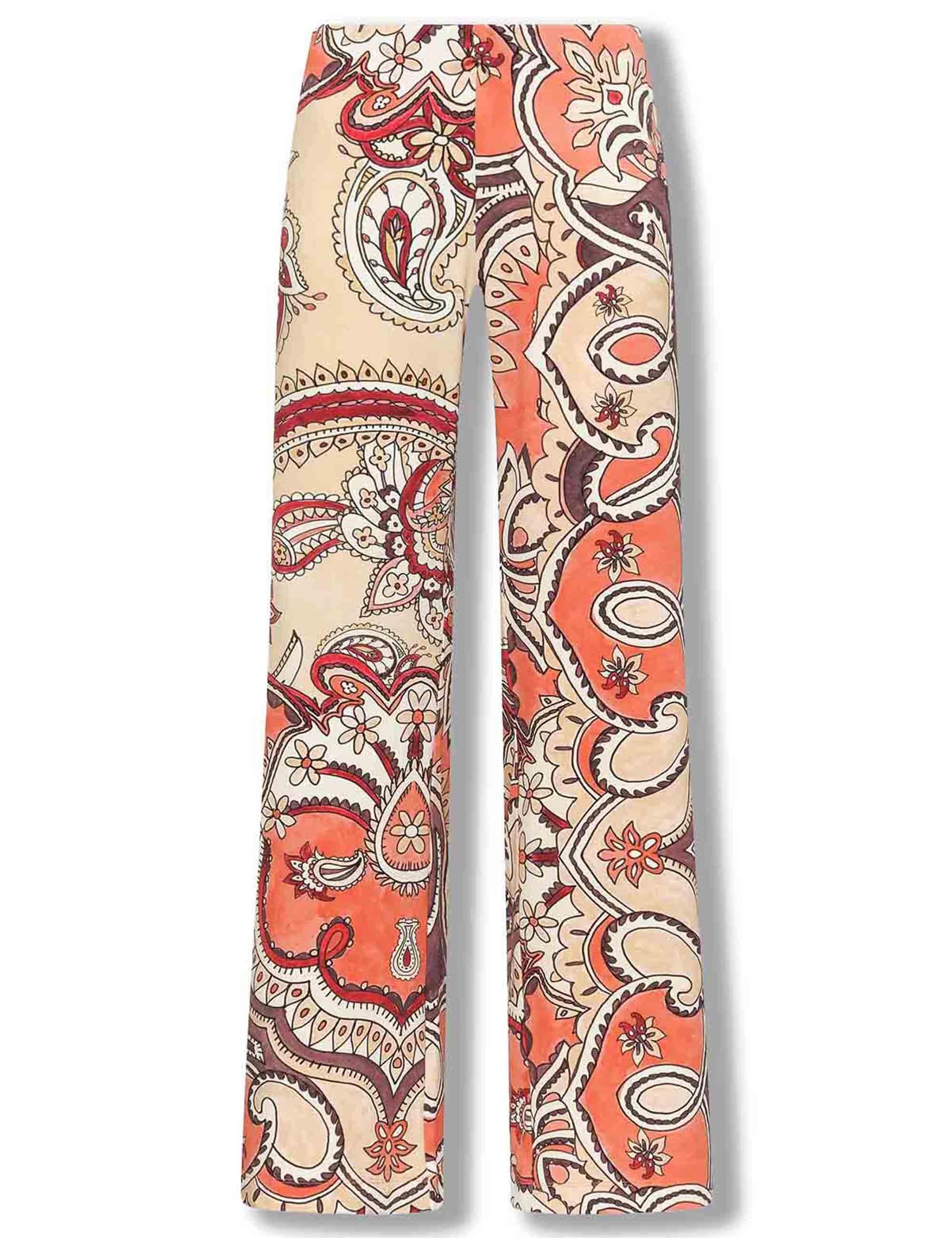 Pantaloni donna Hippie Lotus in tessuto leggero salmone e bianco a fantasia JH400970671 B3107 Maliparmi 