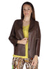 Women's Brown Single-Breasted Leather Jackets SP1527 014