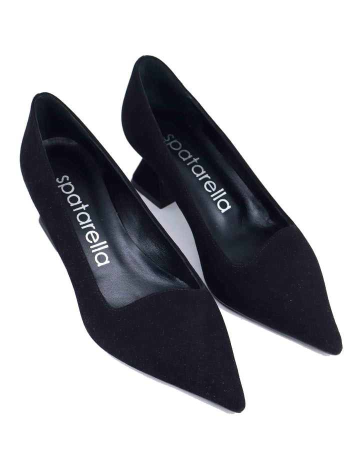 Decollete donna in camoscio nero tacco basso SP1044 001 Spatarella 