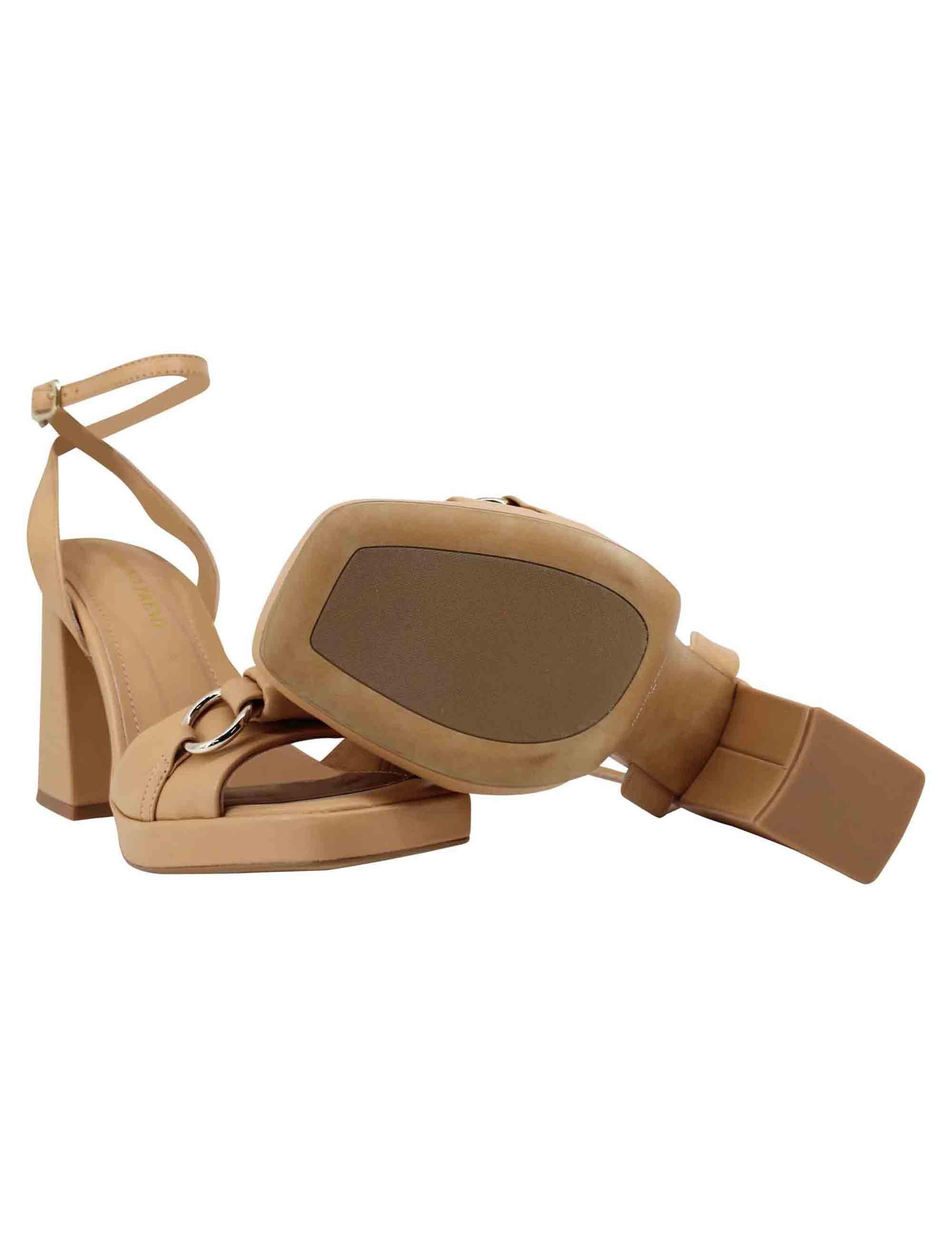 Sandali donna in pelle naturale con cinturino alla caviglia tacco alto e plateau BH2802X 014 Bruno Premi 
