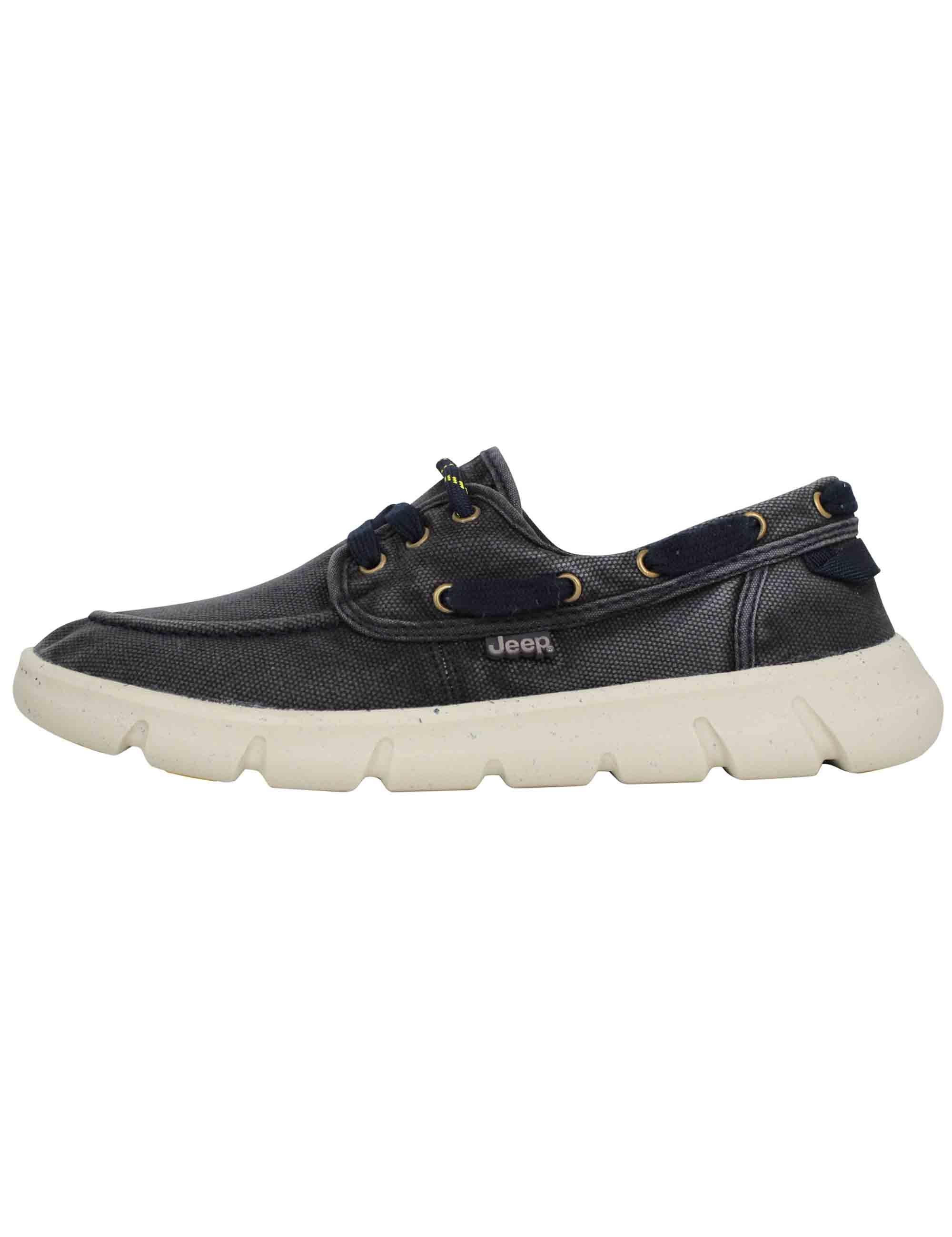 Stringate uomo tabasco boat in tessuto blu con suola ultra leggera JM41031A 016 Jeep 
