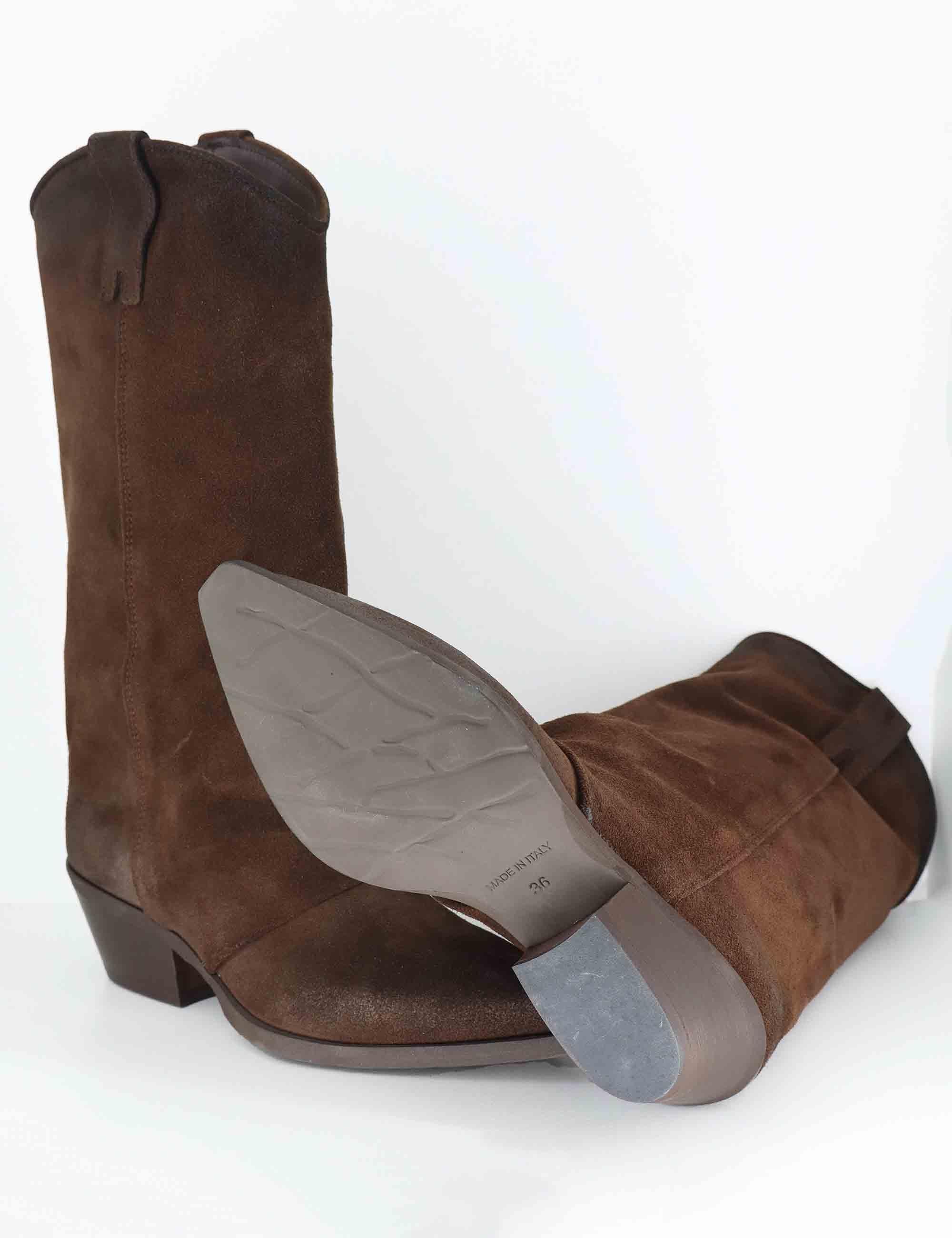 Stivali texani donna in crosta vintage marrone con ghetta SPDX909 014 Spatarella 