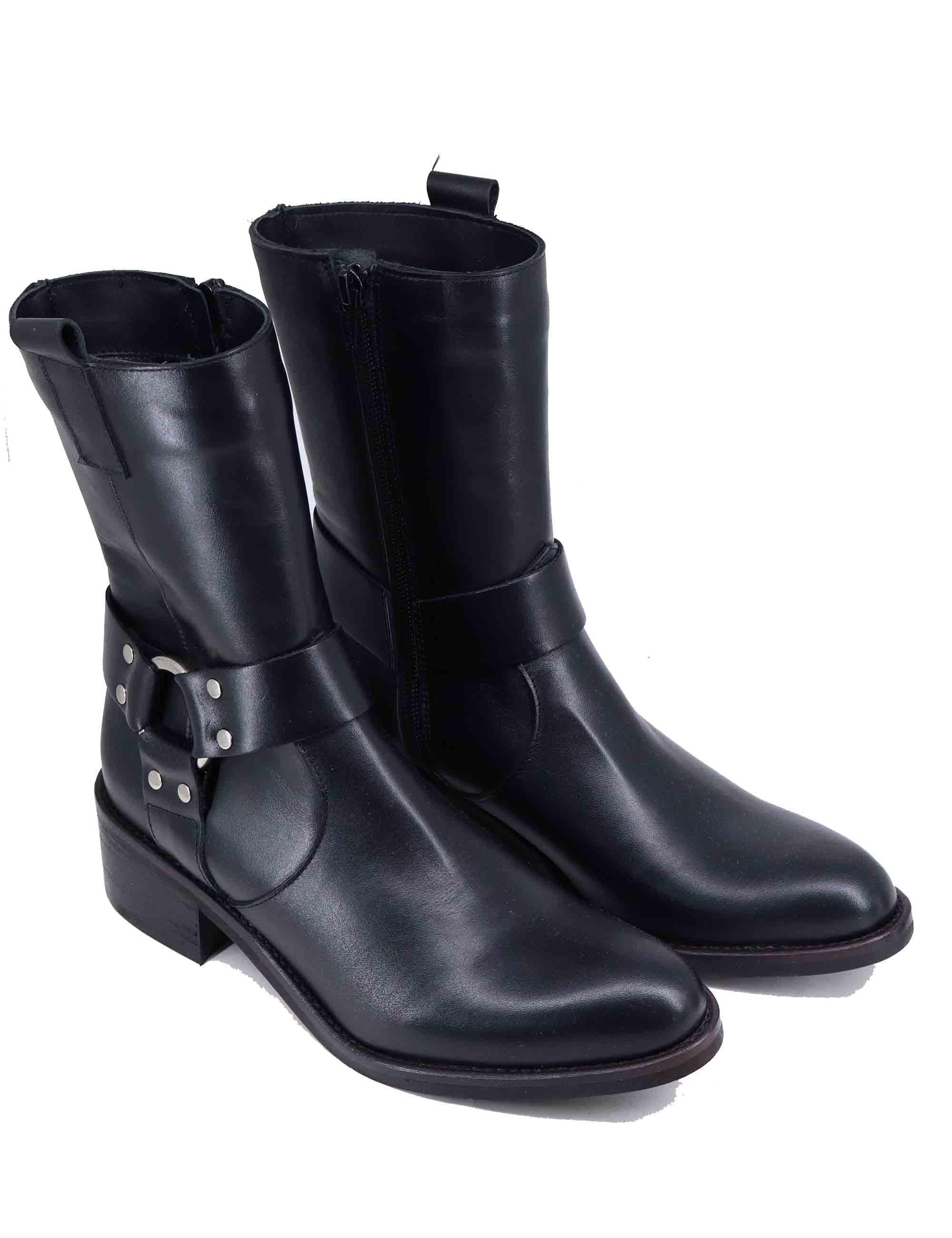 Texani donna in pelle nera con cavigliera SP102 001 Spatarella 