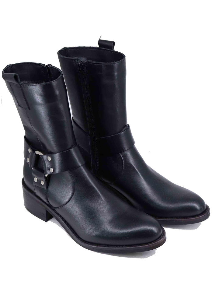 Texani donna in pelle nera con cavigliera SP102 001 Spatarella 