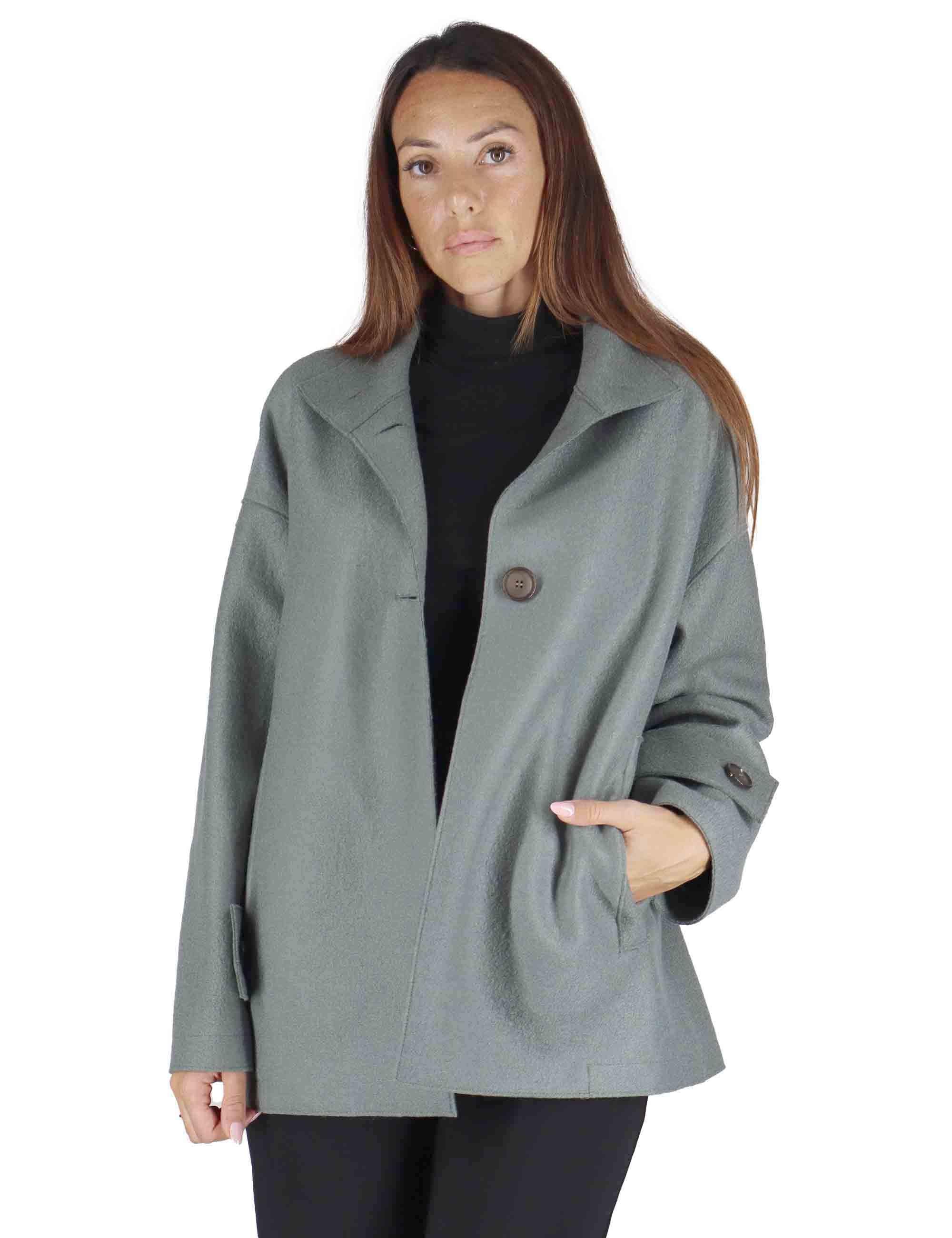 Giacconi Overbeck in lana grigia con bottone Donna 51260053 E103