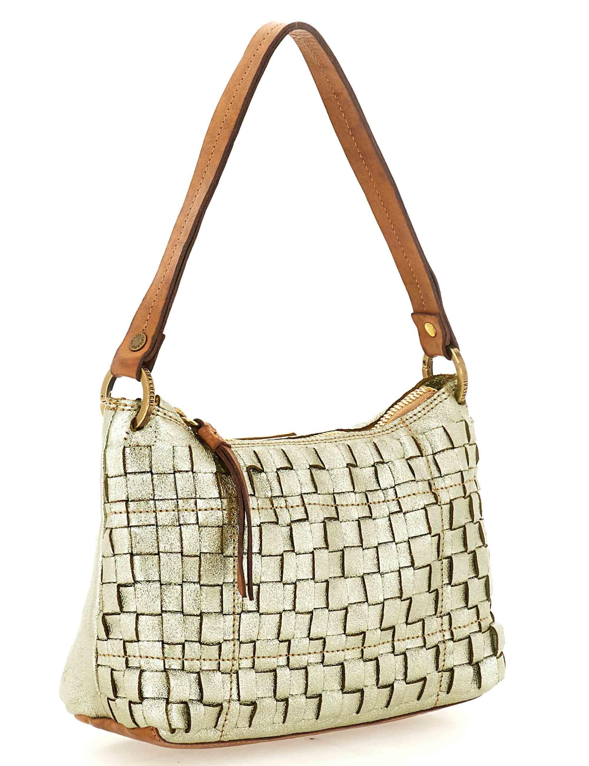 Borse donna in pelle intrecciata oro con doppie tracolle L012860ND X3066 F5189 Caterina Lucchi 