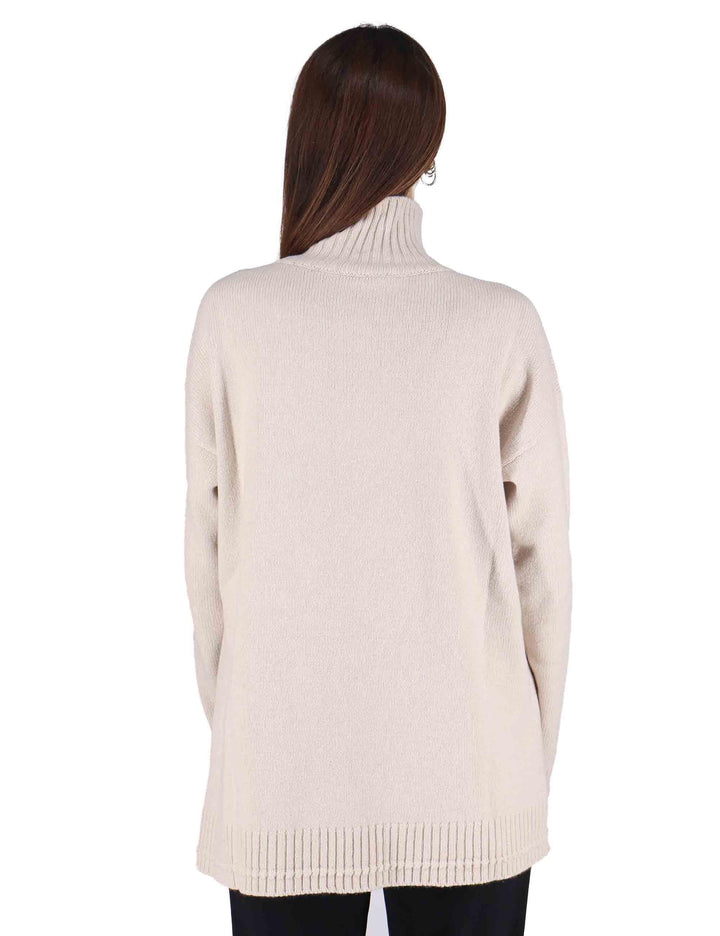 Maglioni donna Cachemire Merinos in misto cachemire beige con collo alto JQ511274315 11034 Maliparmi 