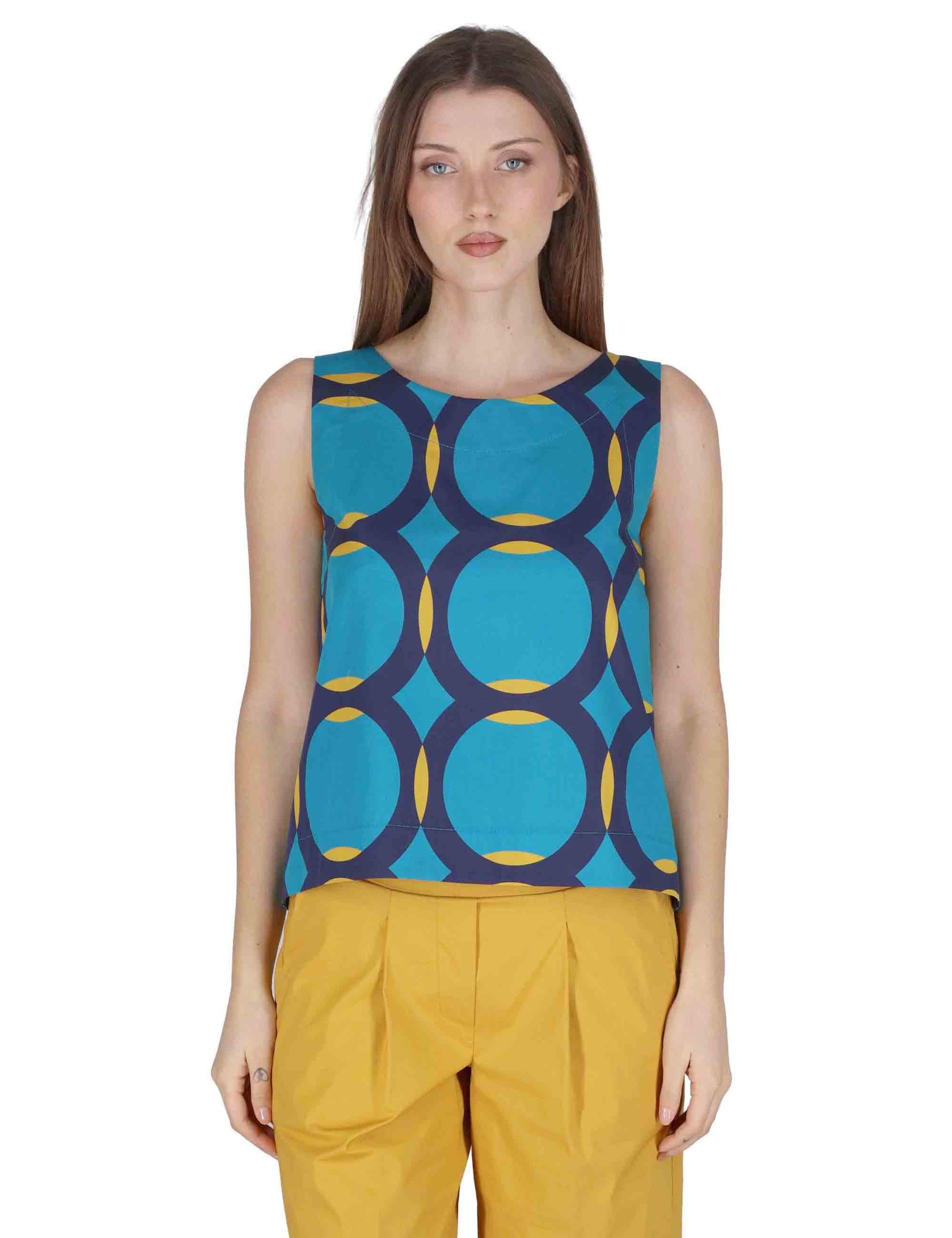 Top donna Tank Blouse in contone turchese con fantasie geometriche JABCM0001-F1380-1243 6005 Justmine 