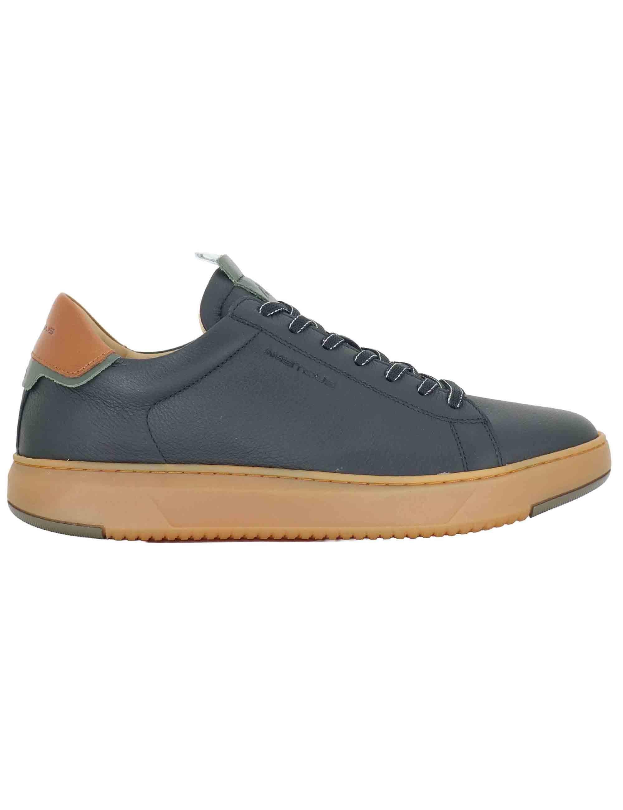 Sneakers uomo in pelle nera con suola ambra 13672 6584AM Ambitious 