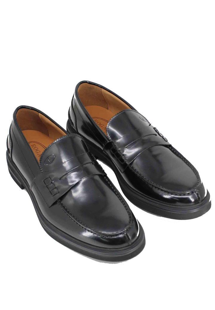 Mocassini uomo in pelle nera con fondo gomma AWARD 17 001 Rogal's 