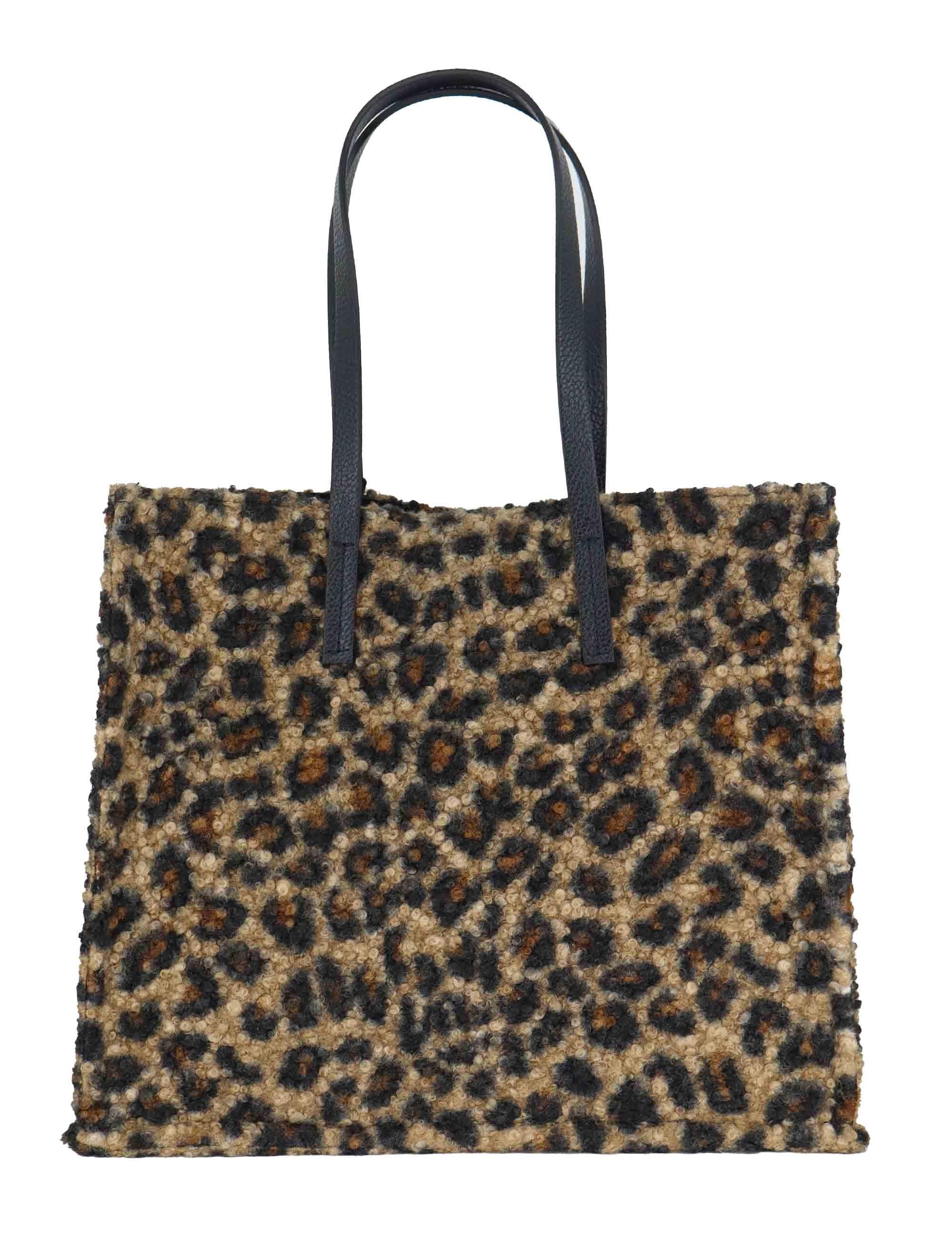 Shopping bag donna in lana animalier con doppi manici a spalla MAXI CHEETAH Kassiopea 