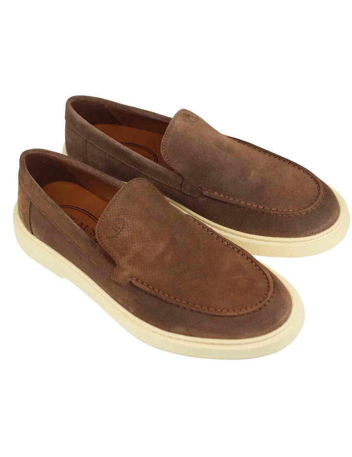 Mocassini uomo in camoscio cuoio con suola in gomma vintage BOLT 3 013 Rogal's 