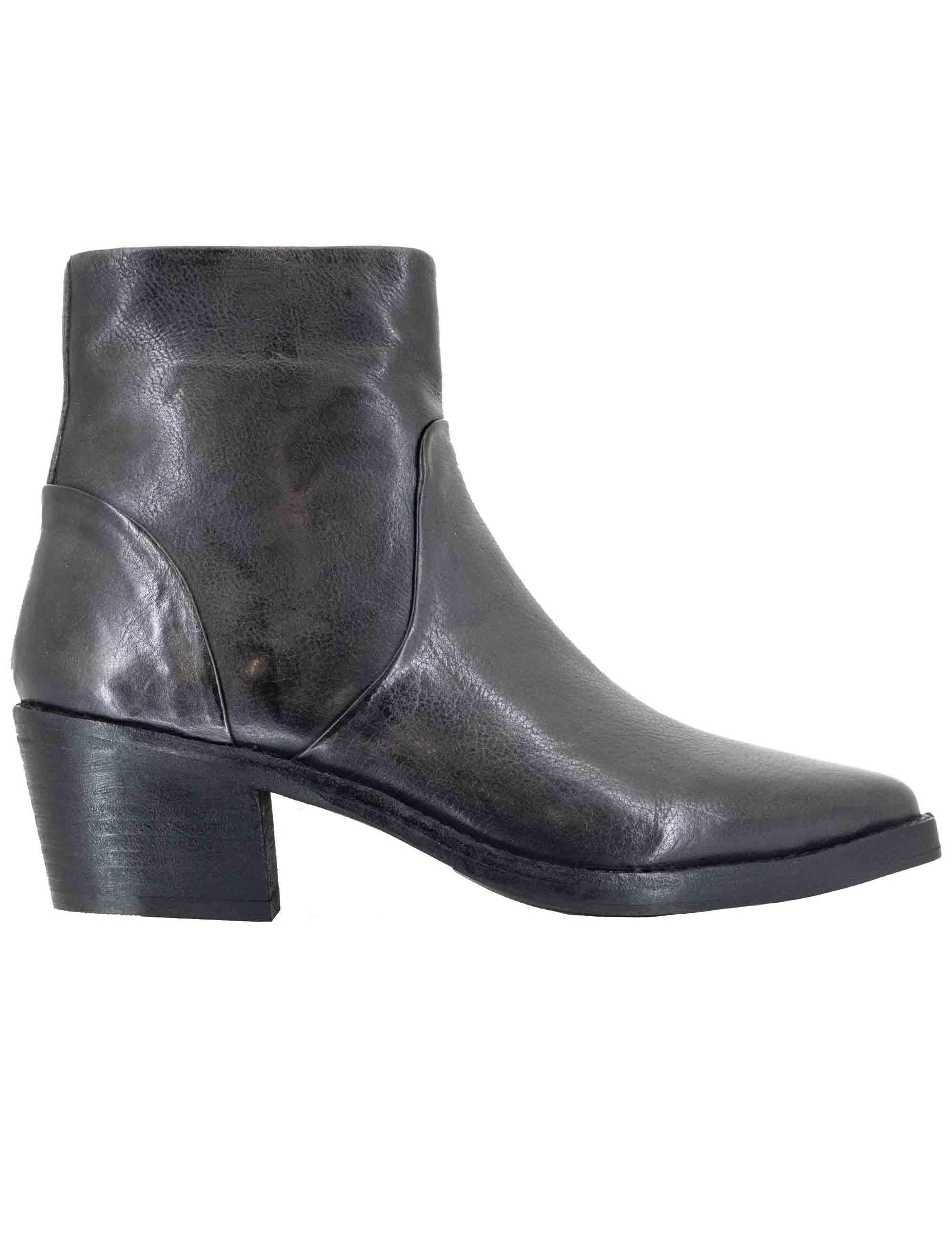 Stivaletti texani donna in pelle grigia con tacco medio 252-21-15-TA DARK GRAY ZOLFO 