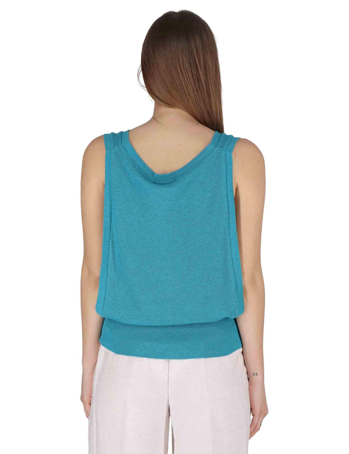 Top donna Wrap-Style Vest in cotone turchese incrociato JABKN0001-G090-1234 6005 Justmine 