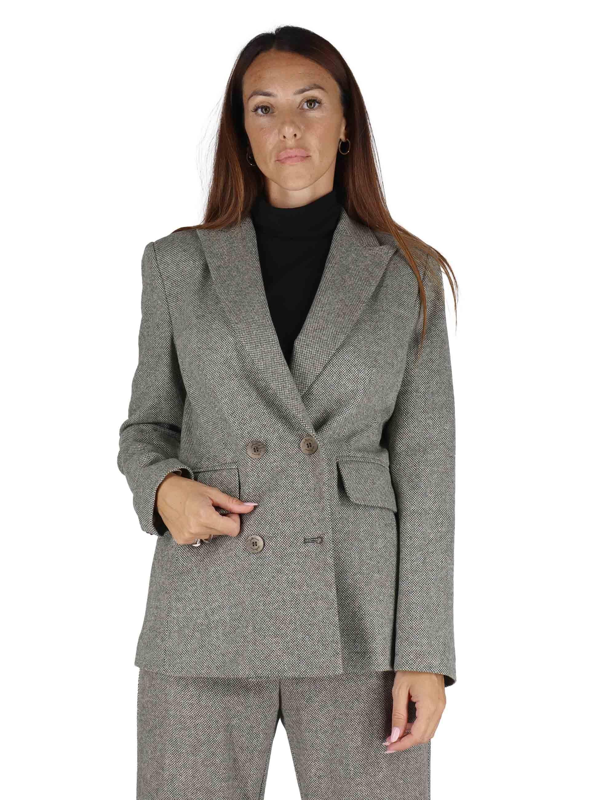 Giacche donna doppiopetto in lana grigia taglio maschile JABGA0025- F1242 7020 Justmine 