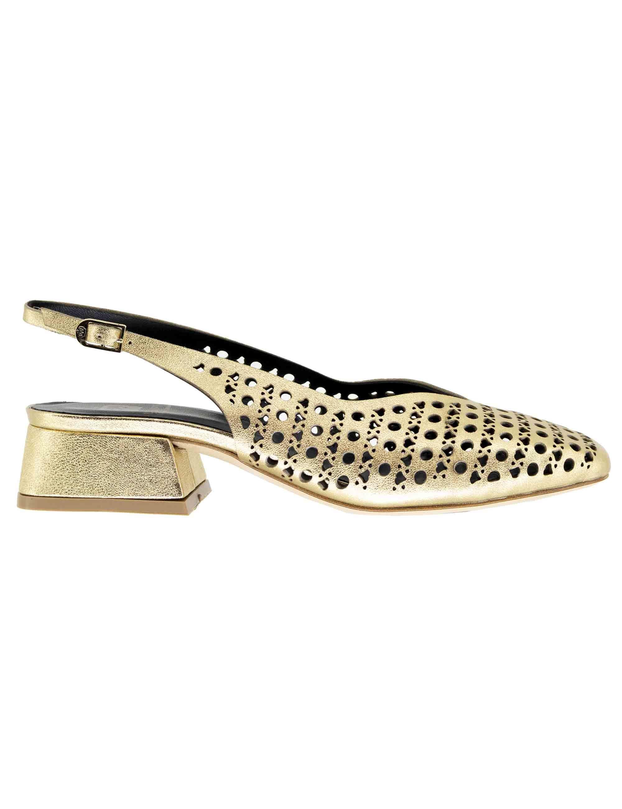 Slingback donna in pelle oro forata CH2525/G 032 L'Arianna 