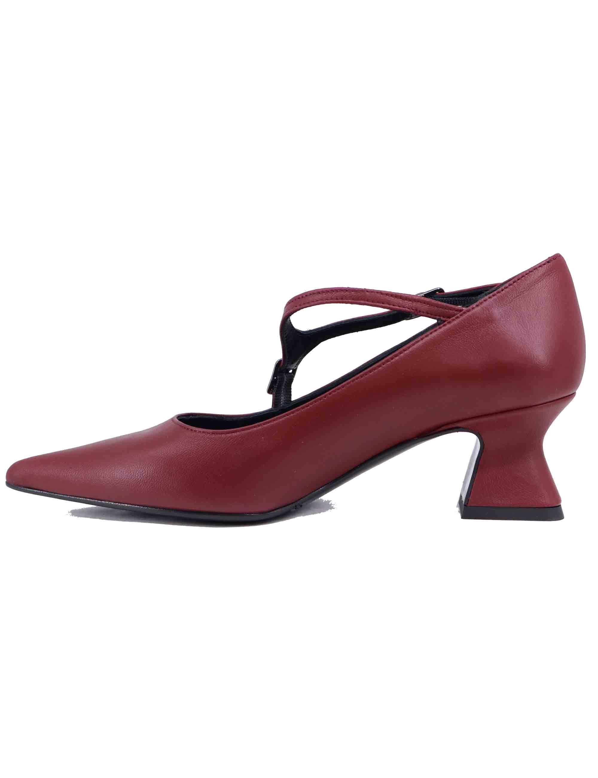 Decollete donna in pelle bordeaux tacco basso SP1055 011 Spatarella 