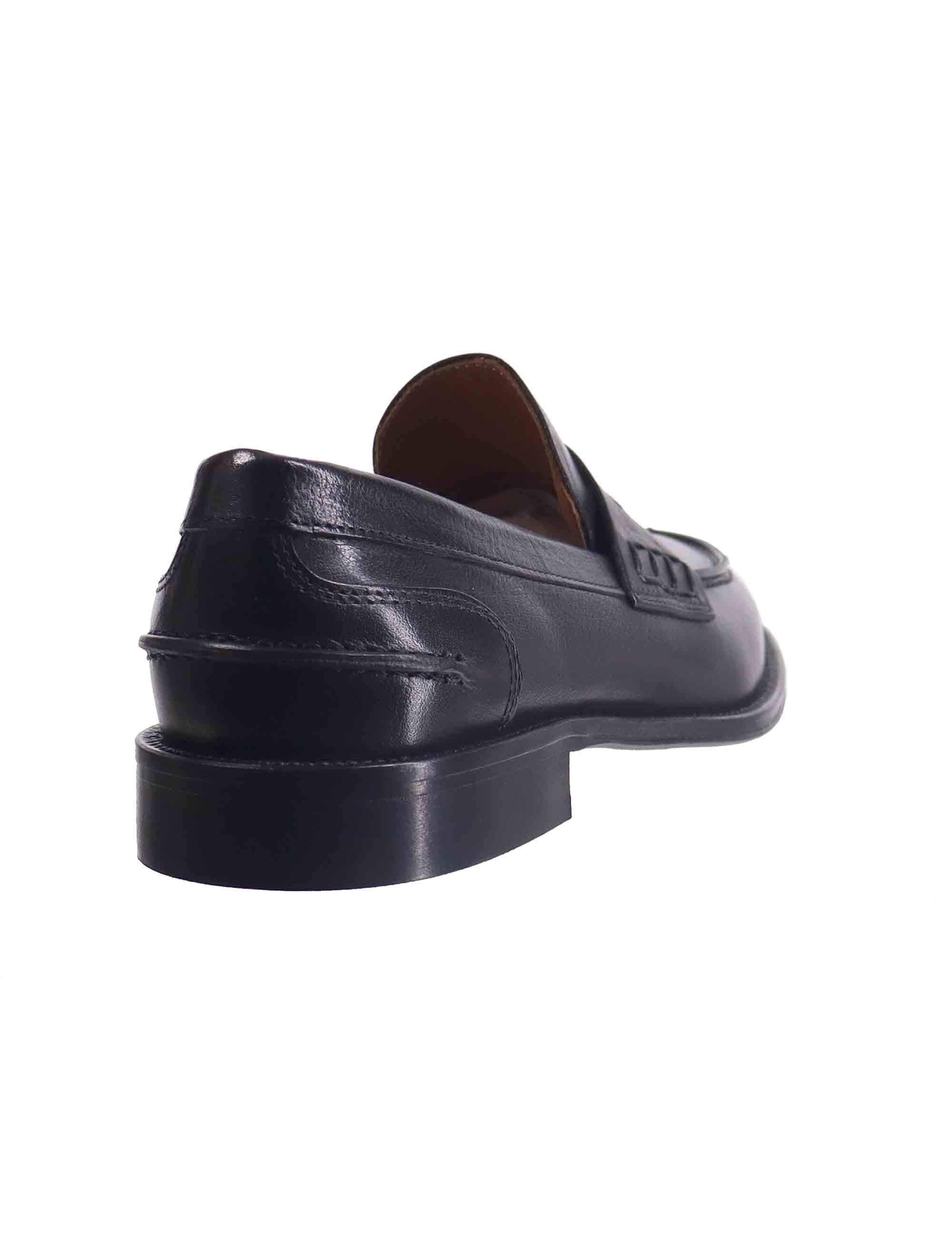 Mocassini uomo in pelle nera con suola in cuoio ORLEANS 2 001 Rogal's 