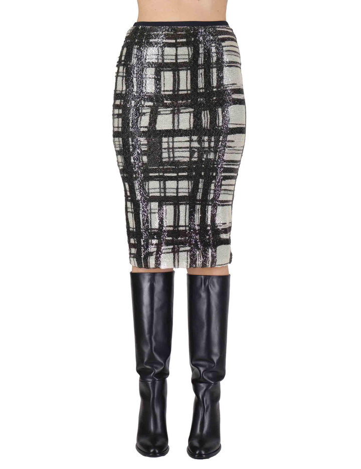 Gonne longuette donna effetto paillettes bianca e nera con elastico in vita OABGO0025-0516 9999 Justmine 