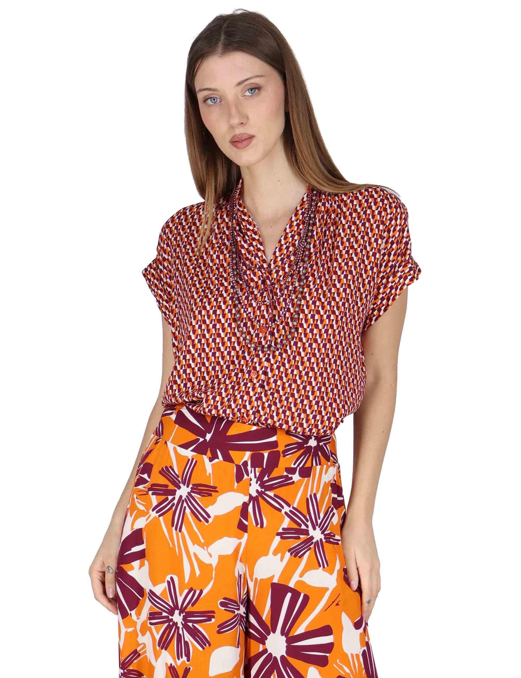 Camicie donna Flared Shirt in viscosa naturale arancione stampata JABCM0001-F1526-1245 2102 Justmine 