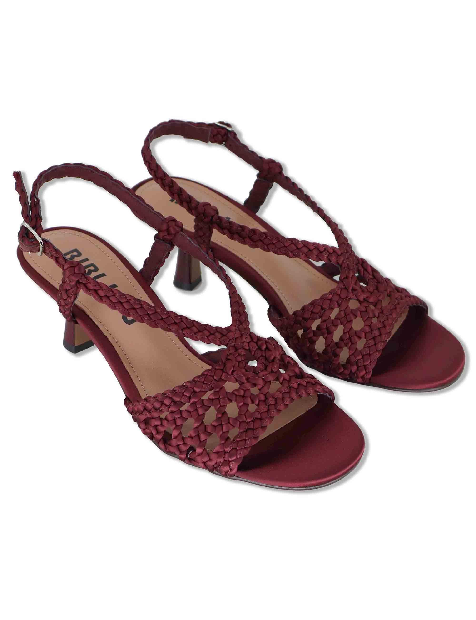 Sandali donna slingback in pelle intrecciata bordeaux con tacco sottile Kou 702Z75VK 40-BURGUND Bibi Lou 