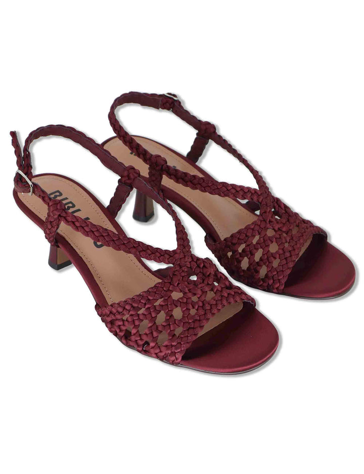 Sandali donna slingback in pelle intrecciata bordeaux con tacco sottile Kou 702Z75VK 40-BURGUND Bibi Lou 
