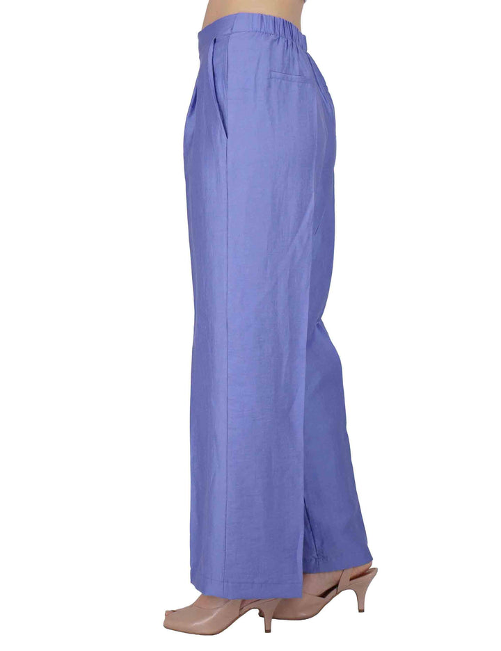 Pantaloni donna Elastic Waist Trousers in lino blu con elastico in vita JABPN0001-F1369-1254 6090 Justmine 