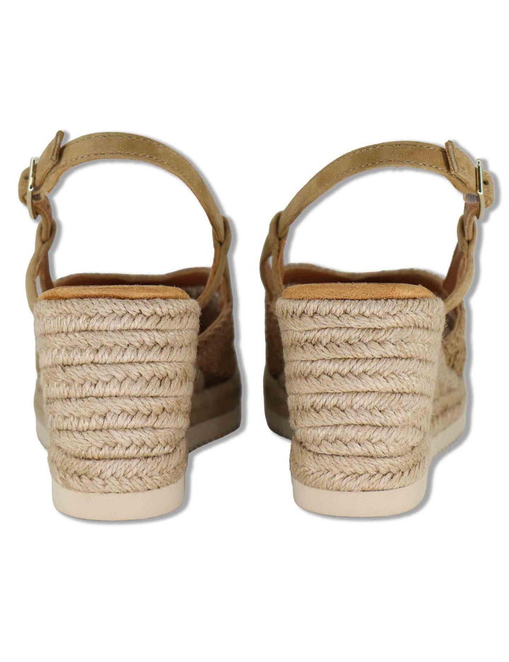 Sandali espadrillas donna in tessuto e camoscio taupe con zeppa in corda CHABI KS MISTRAL Unisa 