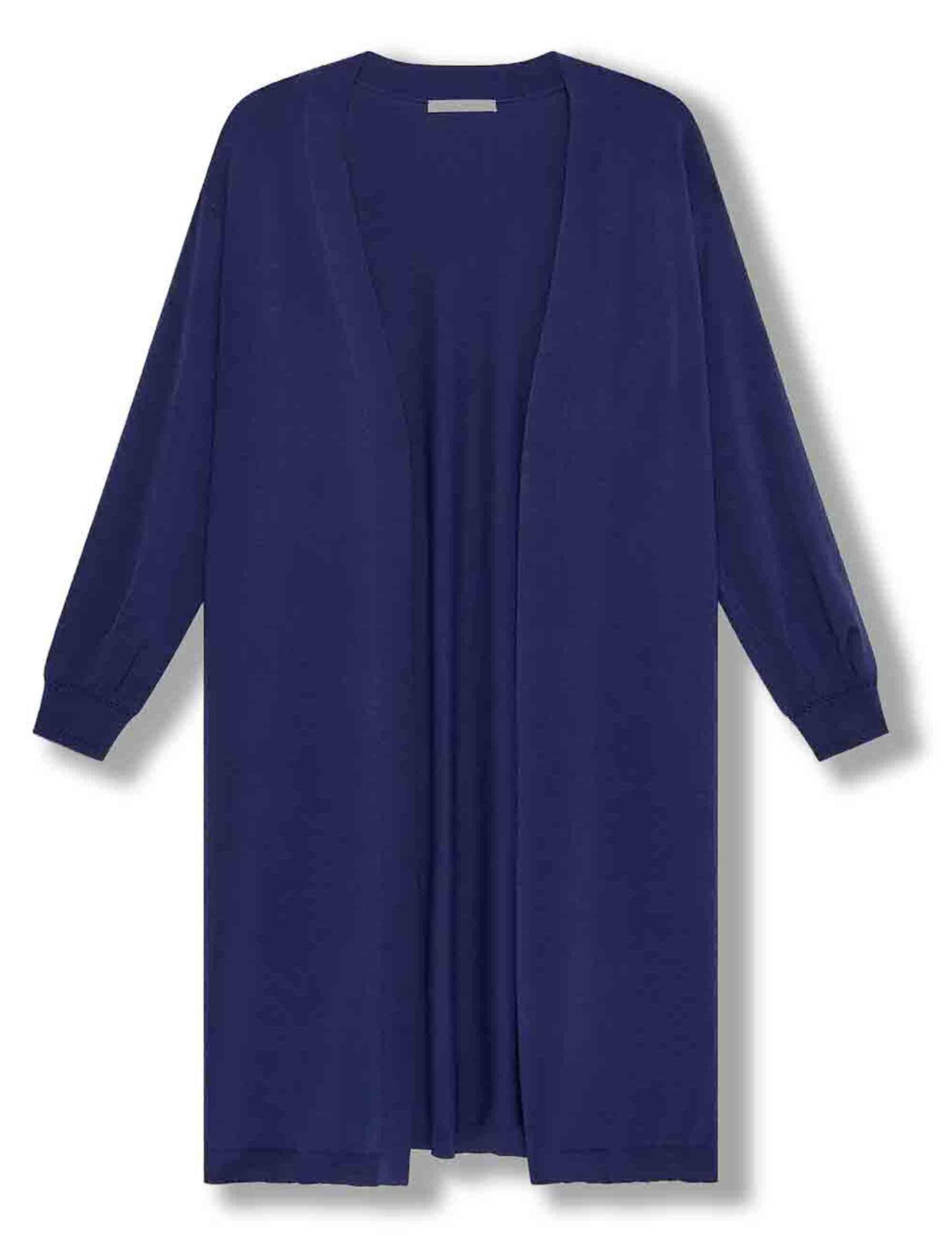 Cardigan lungo donna Viscose Fresh in monocolore blu JN370877099 80043 Maliparmi 