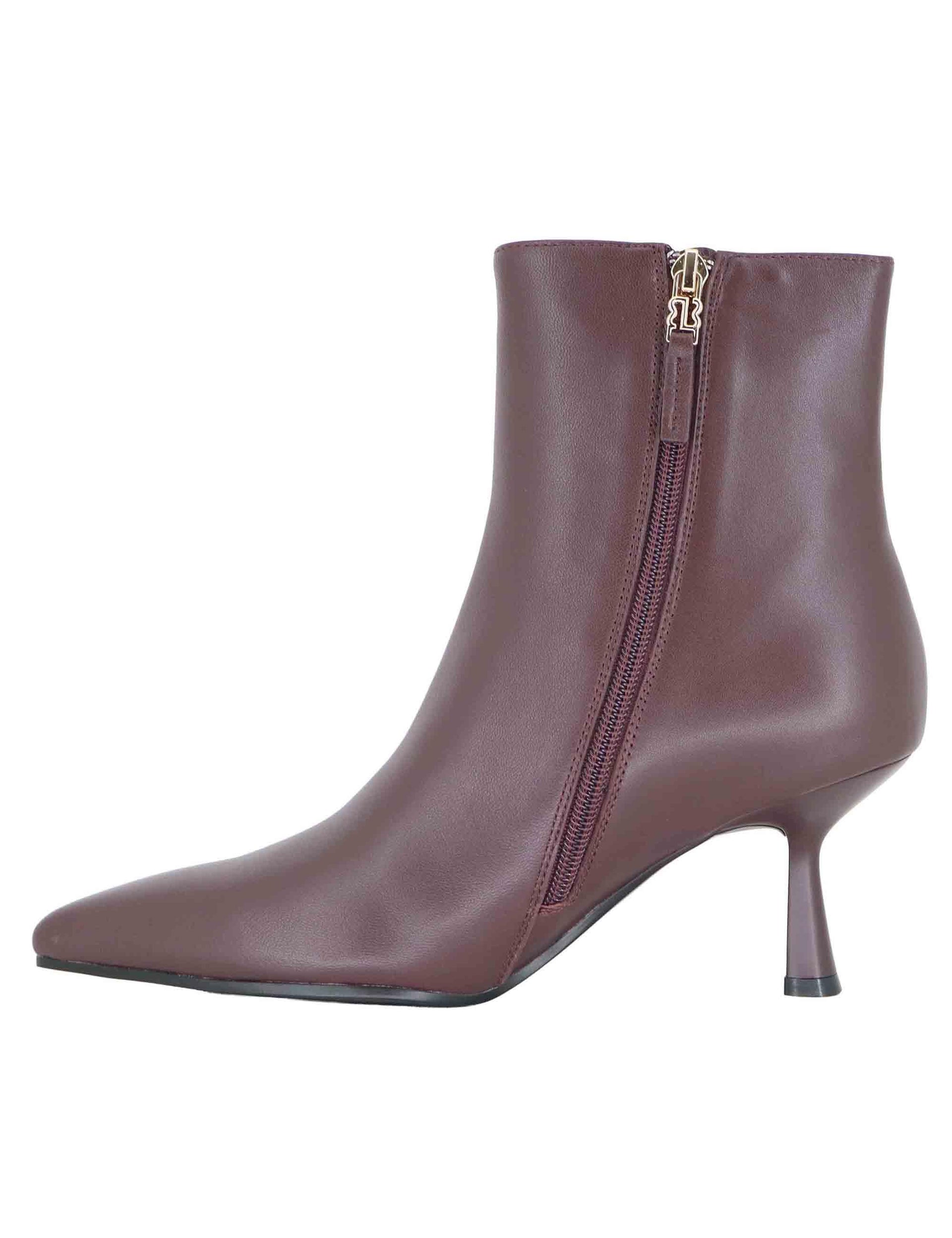 Stivaletti donna in pelle bordeaux con tacco alto e punta a punta 502T10VK 40 Bibi Lou 