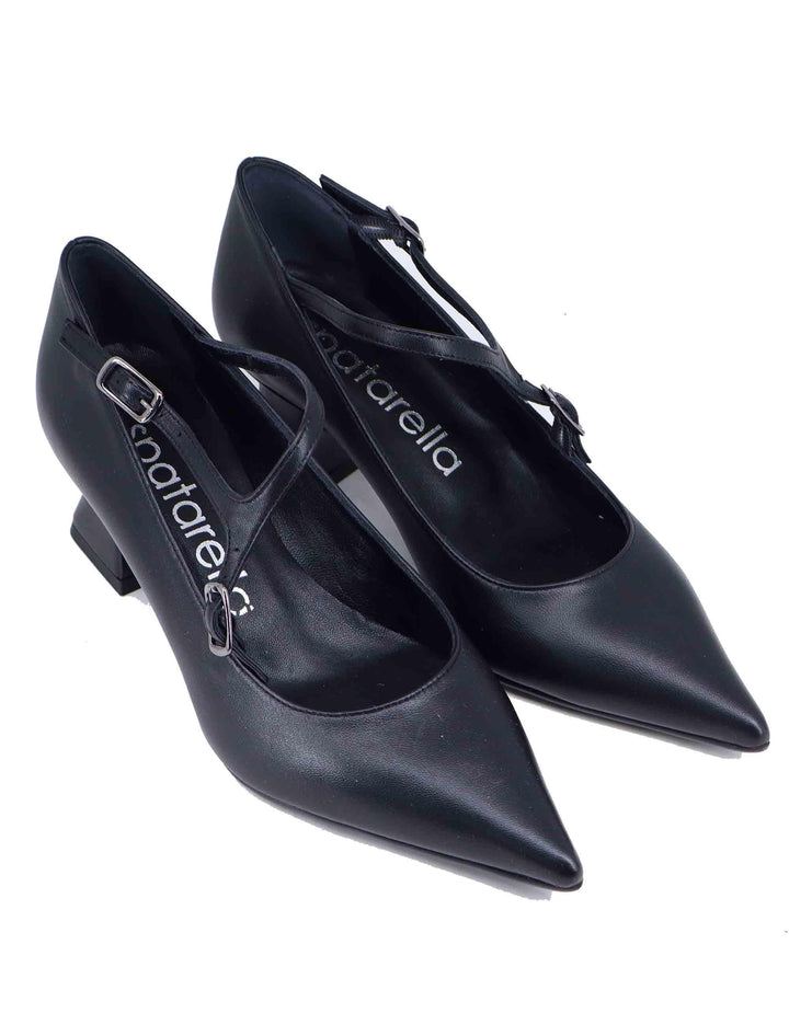 Decollete donna in pelle nera tacco basso SP1055 001 Spatarella 