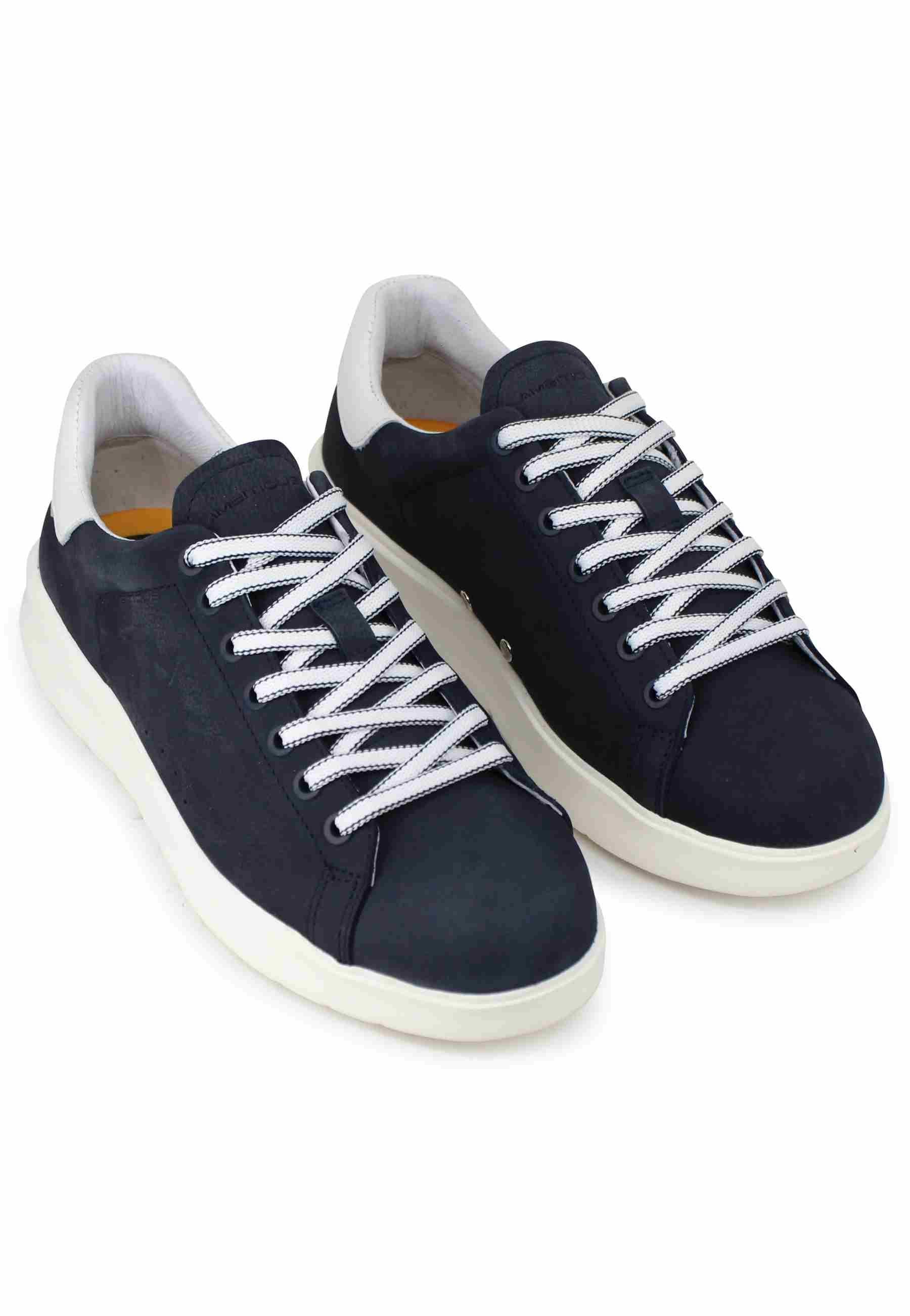 Sneakers uomo Hover in nabuk blu con suola alta in gomma 12807 002 Ambitious 
