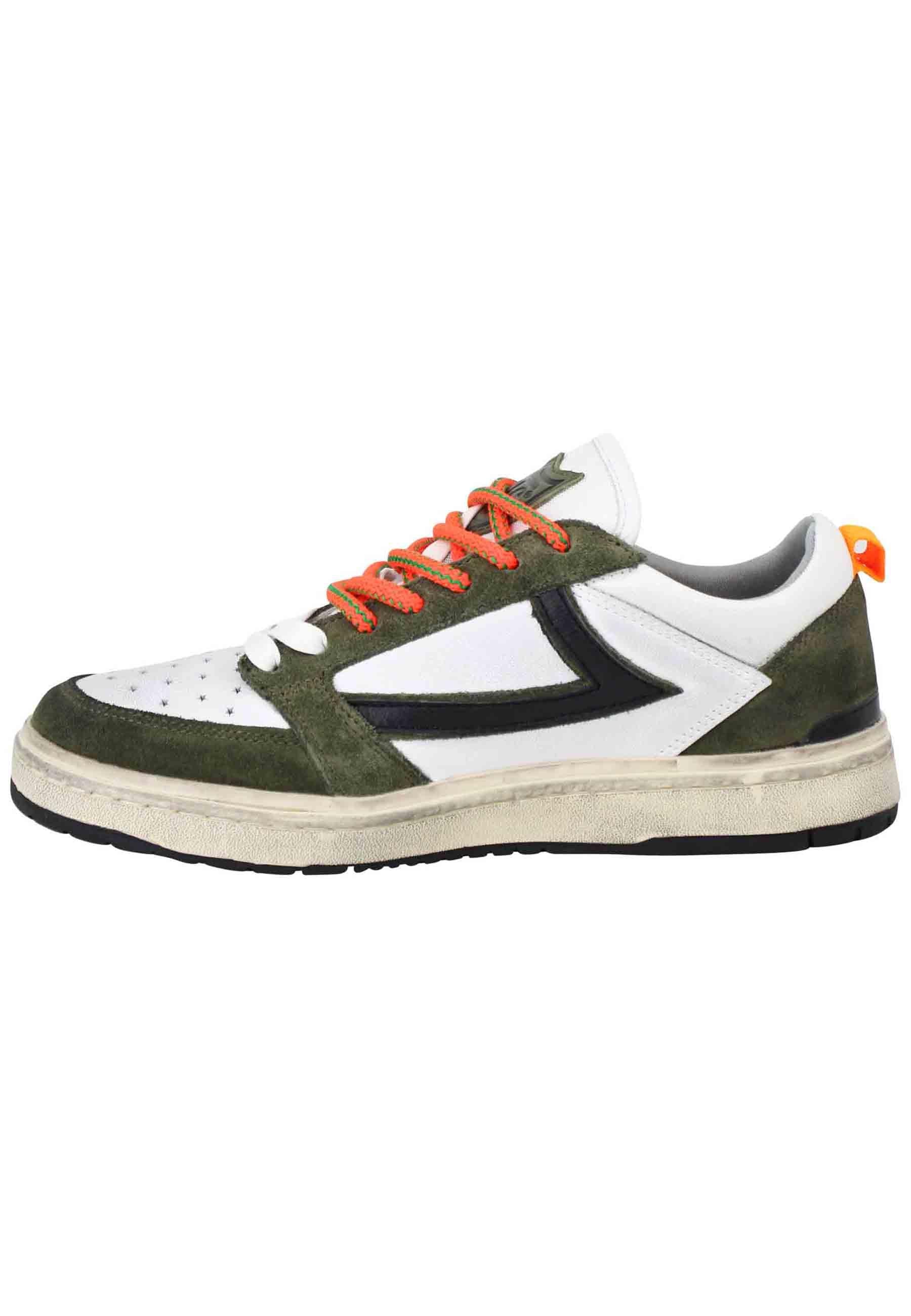 Sneakers uomo Starlight Classic in pelle bianca con riporti in pelle verde 23SHTSC008 911 HTC Los Angeles 