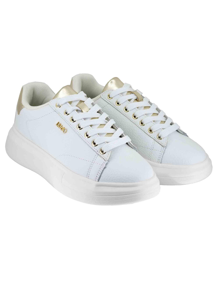 Sneakers donna Babol 01 in pelle bianca e oro con suola alta 5 cm BF5059PX748S1052 WHITE/L. GOLD Liu-Jo 