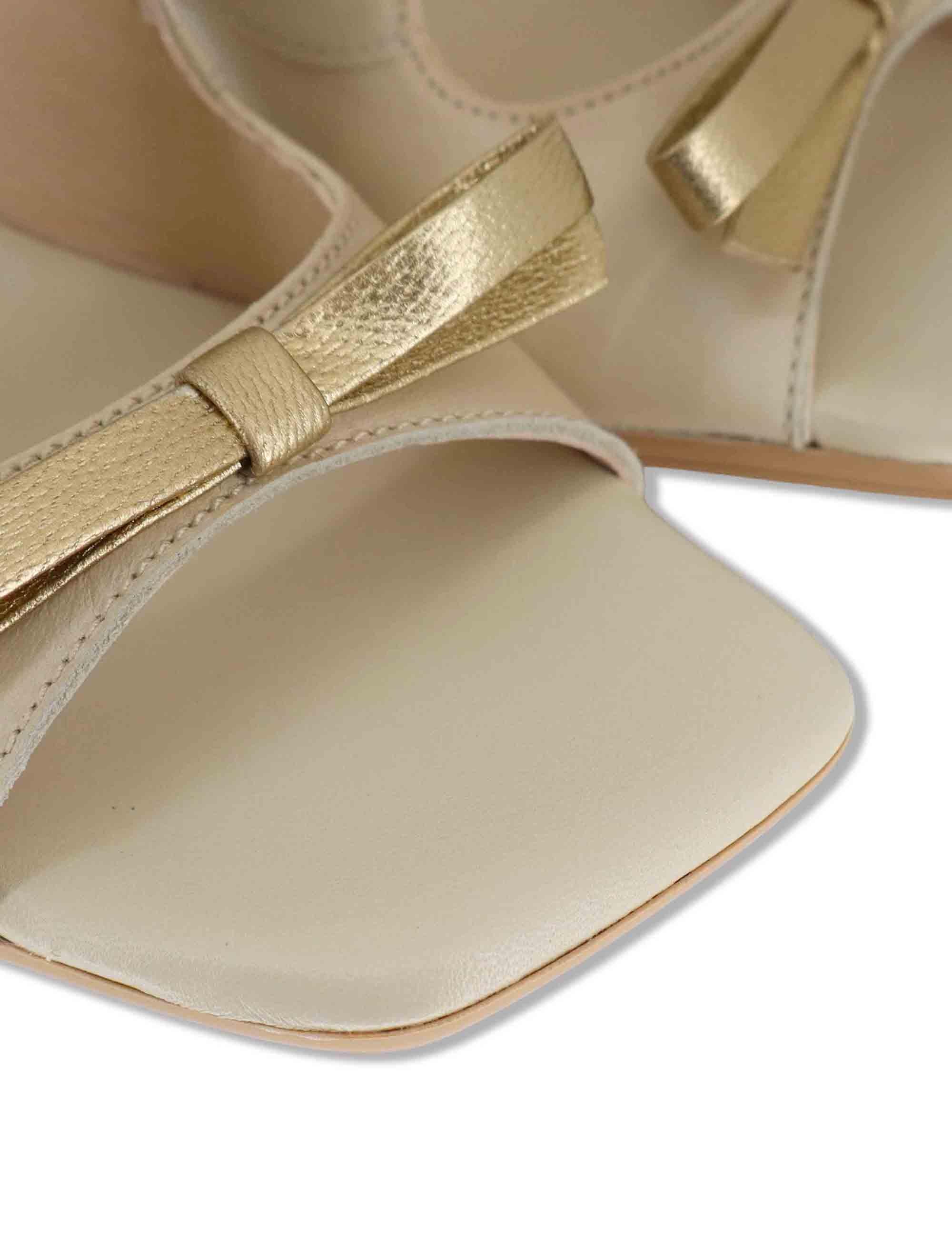 Sandali donna in pelle off white con riporti in pelle platino e tacco alto BHV264701 BUTTER Hispanitas 