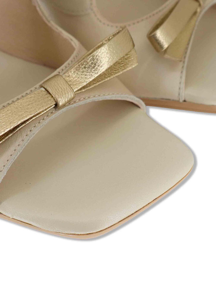 Sandali donna in pelle off white con riporti in pelle platino e tacco alto BHV264701 BUTTER Hispanitas 