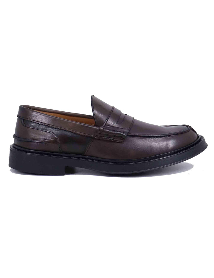 Mocassini uomo in pelle marrone con suola in gomma SP0030 014 Spatarella 