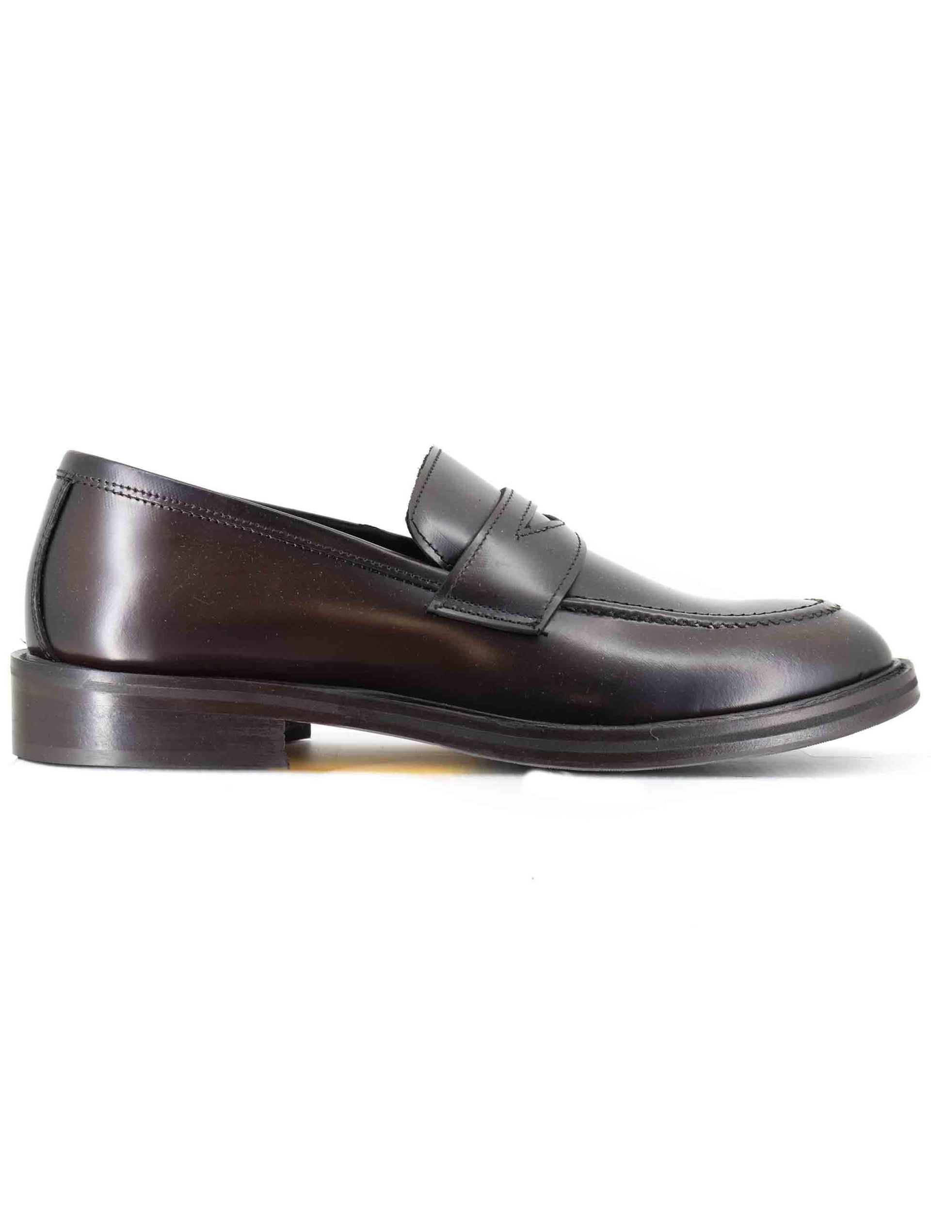 Mocassini uomo in pelle marrone con suola in cuoio e gomma cucita SP10401 014 Spatarella 