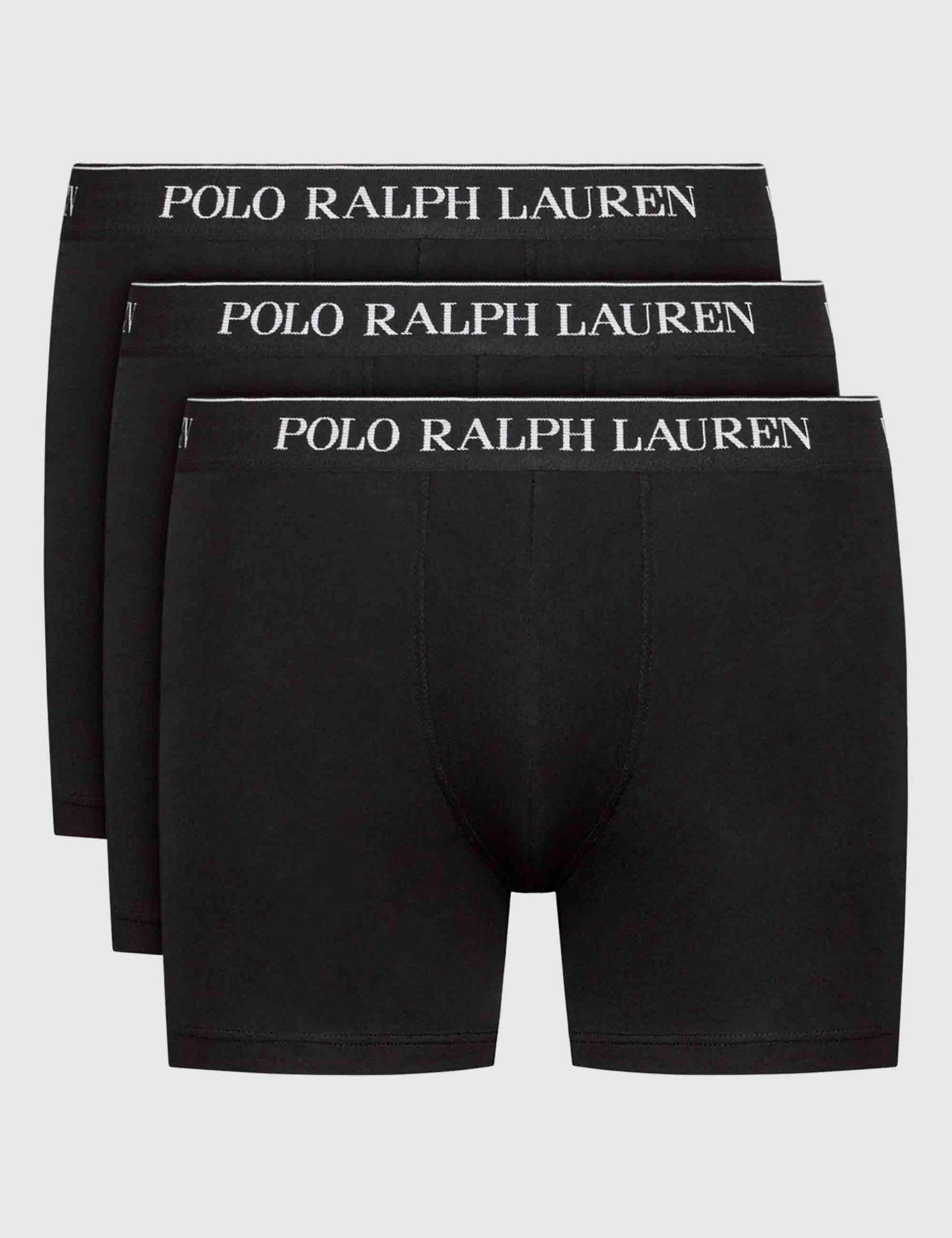 Boxer in puro cotone nero con elastico Set di 3 714835885002 BLK Polo Ralph Lauren 