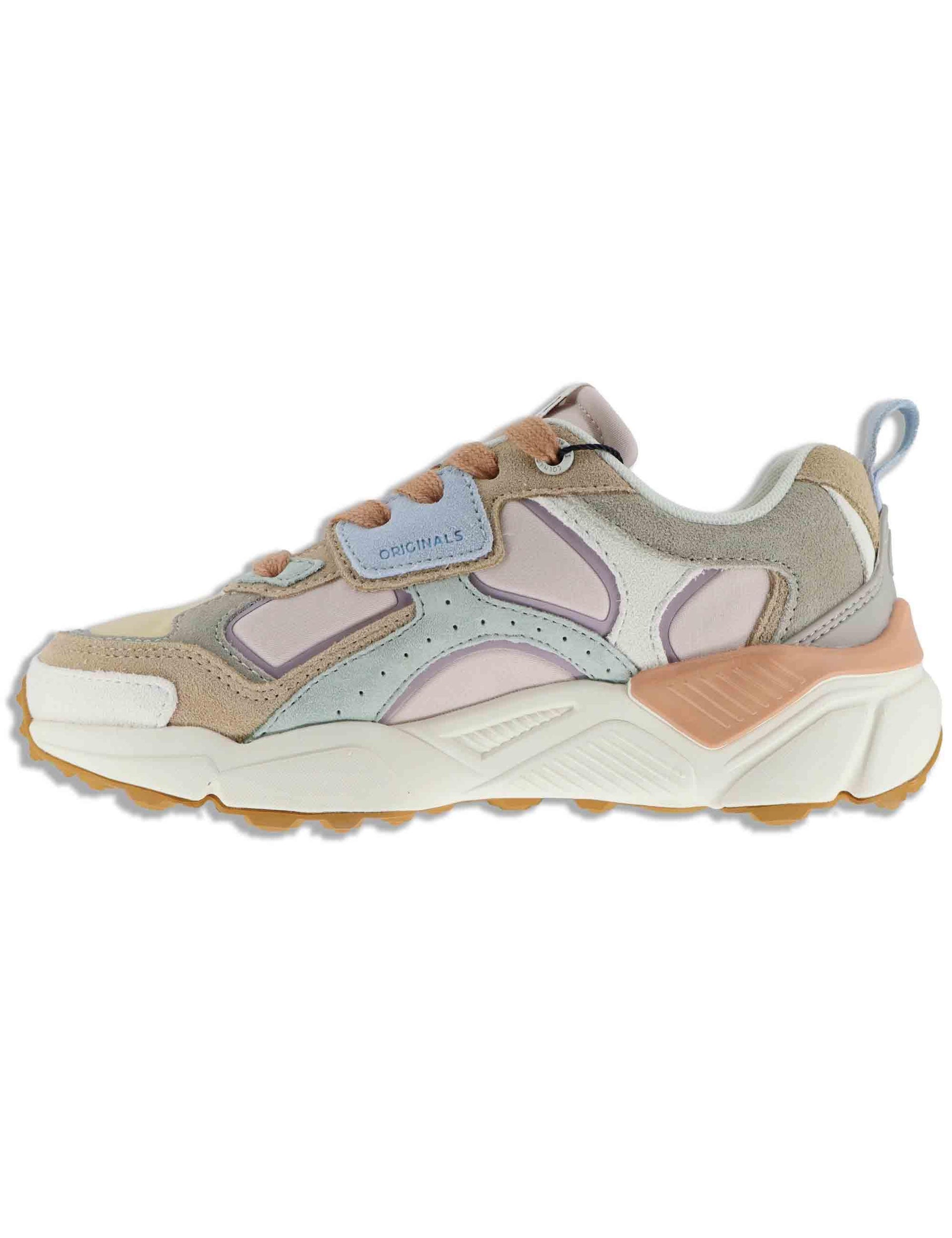 Sneakers donna in pelle e tessuto rosa con suola alta GARNER 072 Colmar 