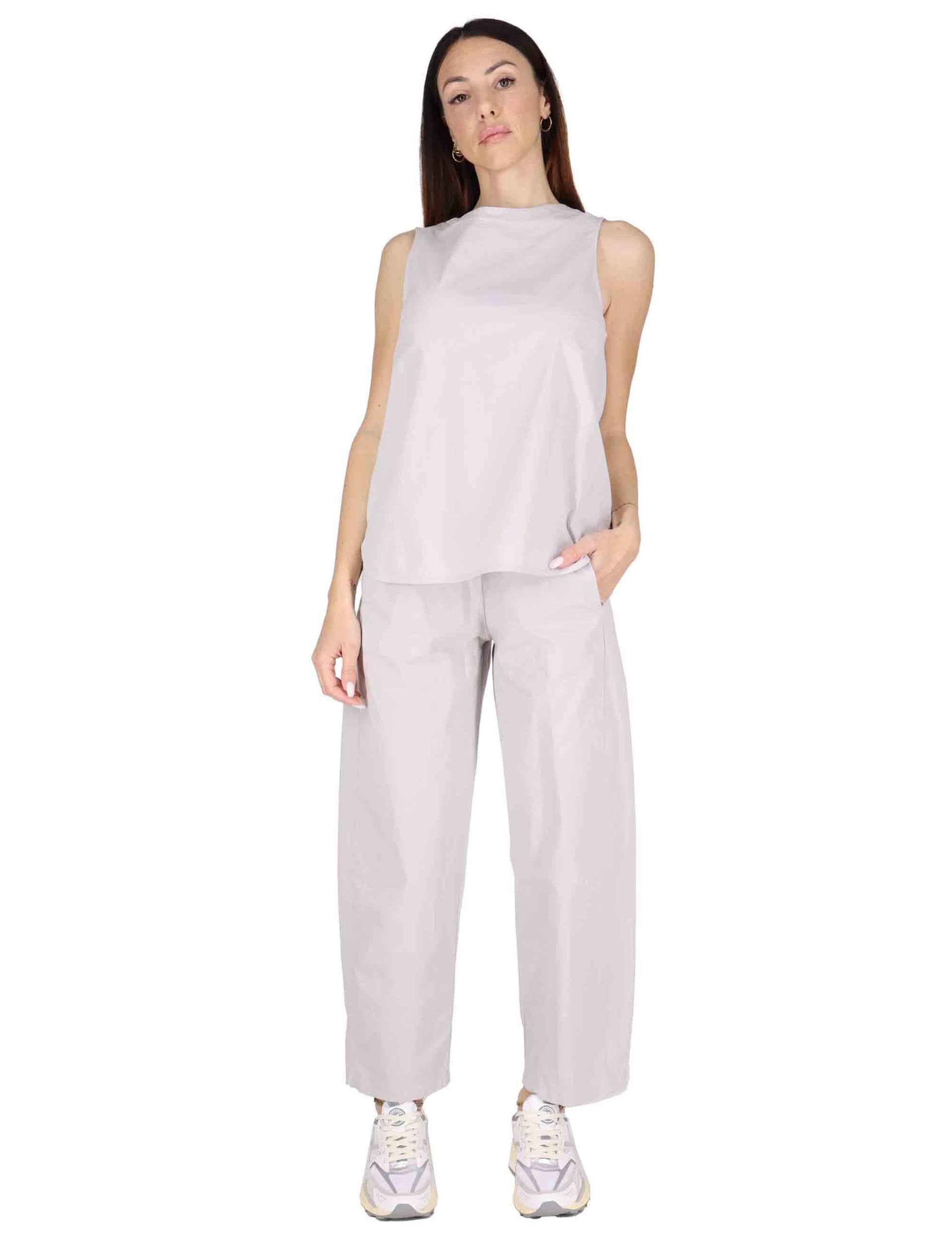 Top donna in cotone grigio CATIA DUST TreBarraBi 