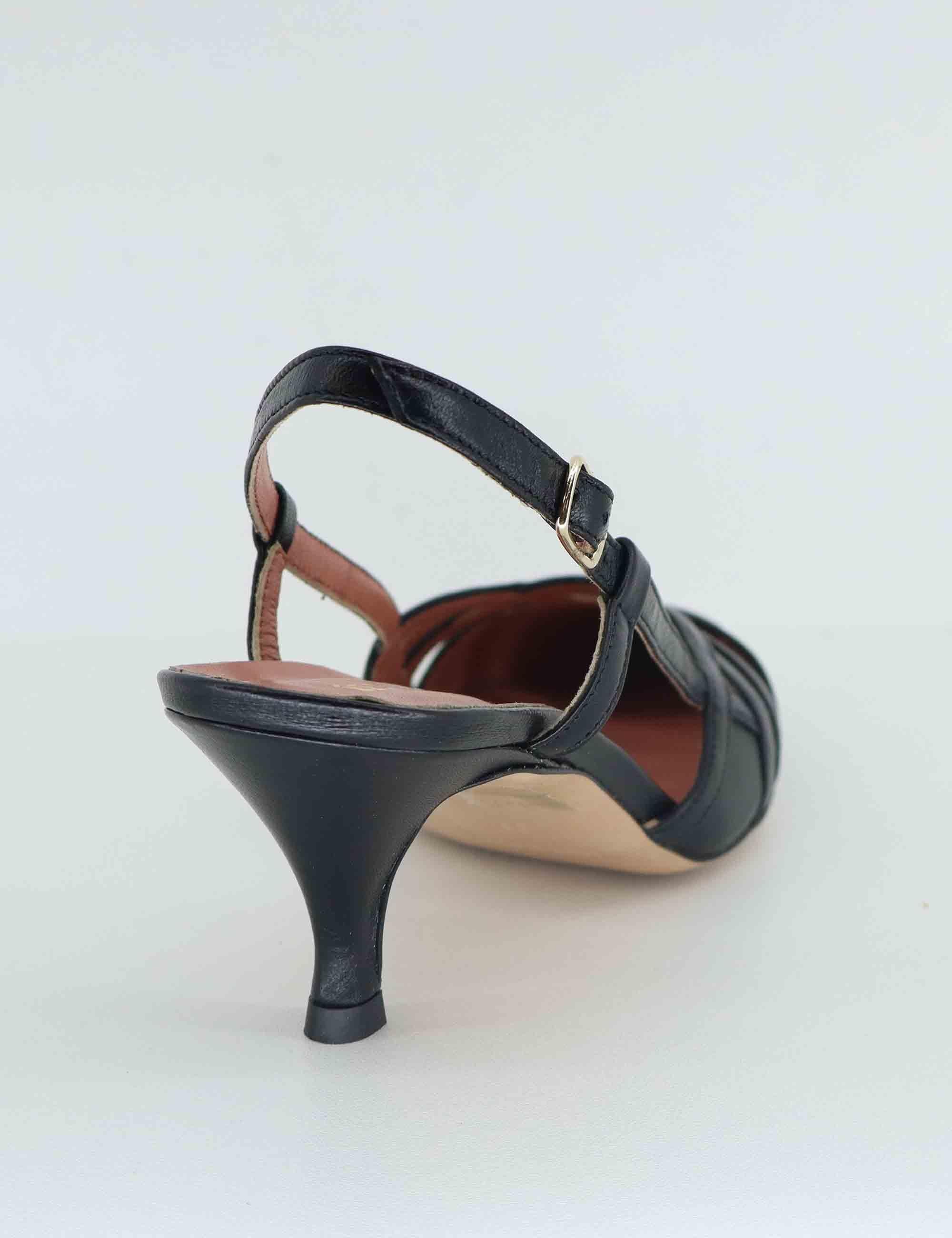 Slingback donna in pelle nera 8820R 001 Les Venues 