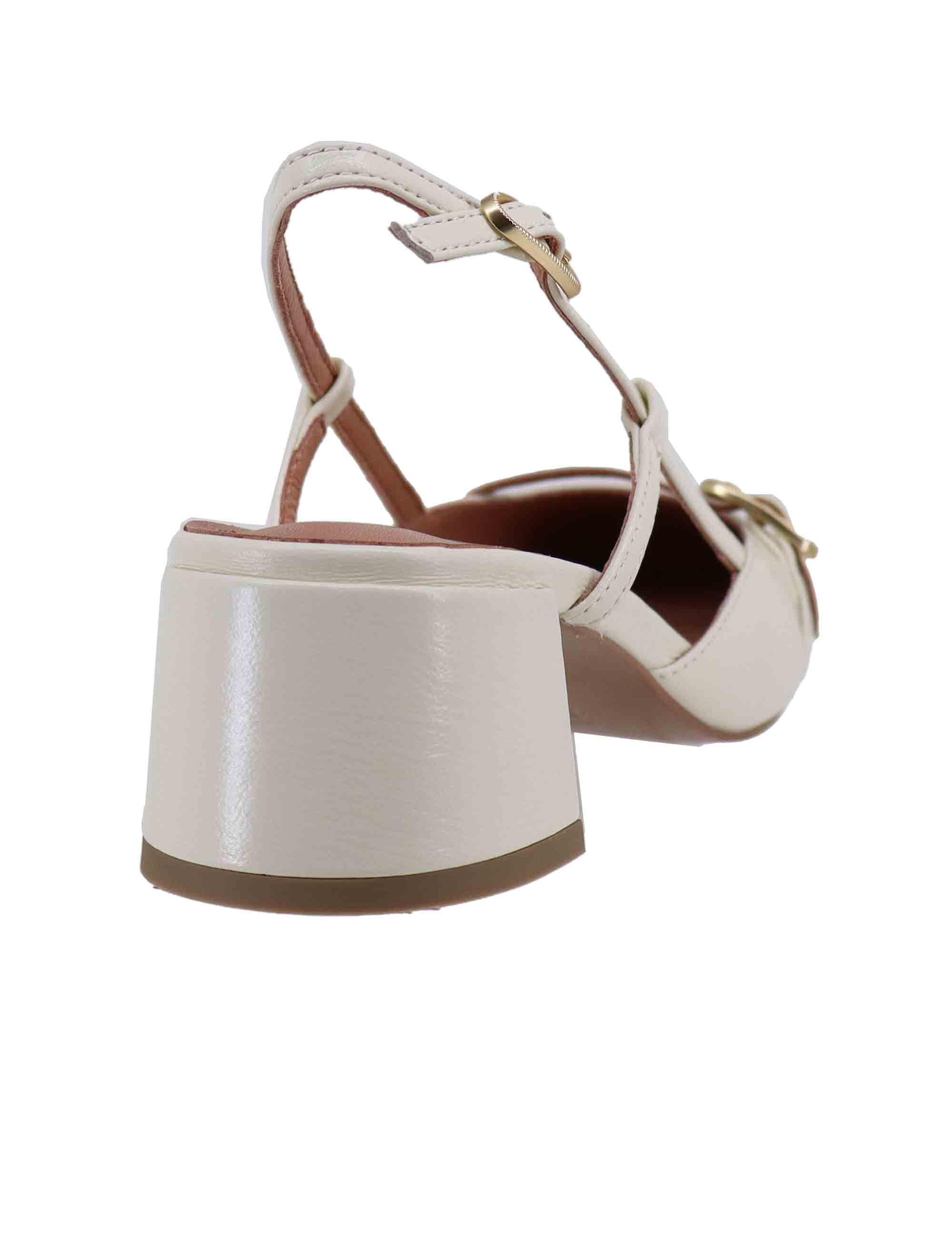 Slingback Patty donna in pelle bianco tacco medio 676Z45VK 100 Bibi Lou 