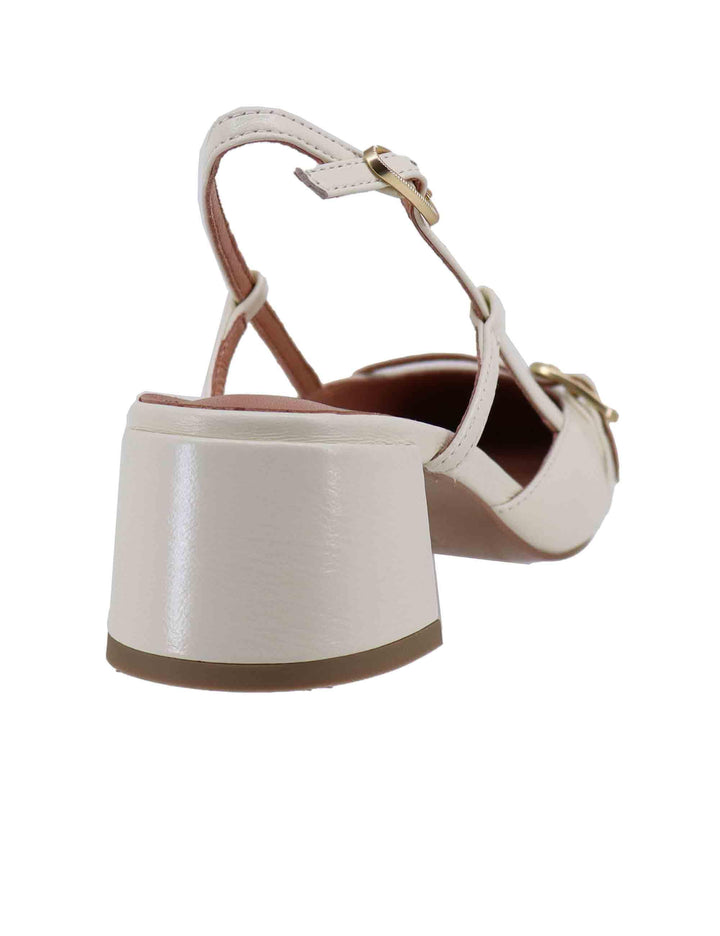 Slingback Patty donna in pelle bianco tacco medio 676Z45VK 100 Bibi Lou 